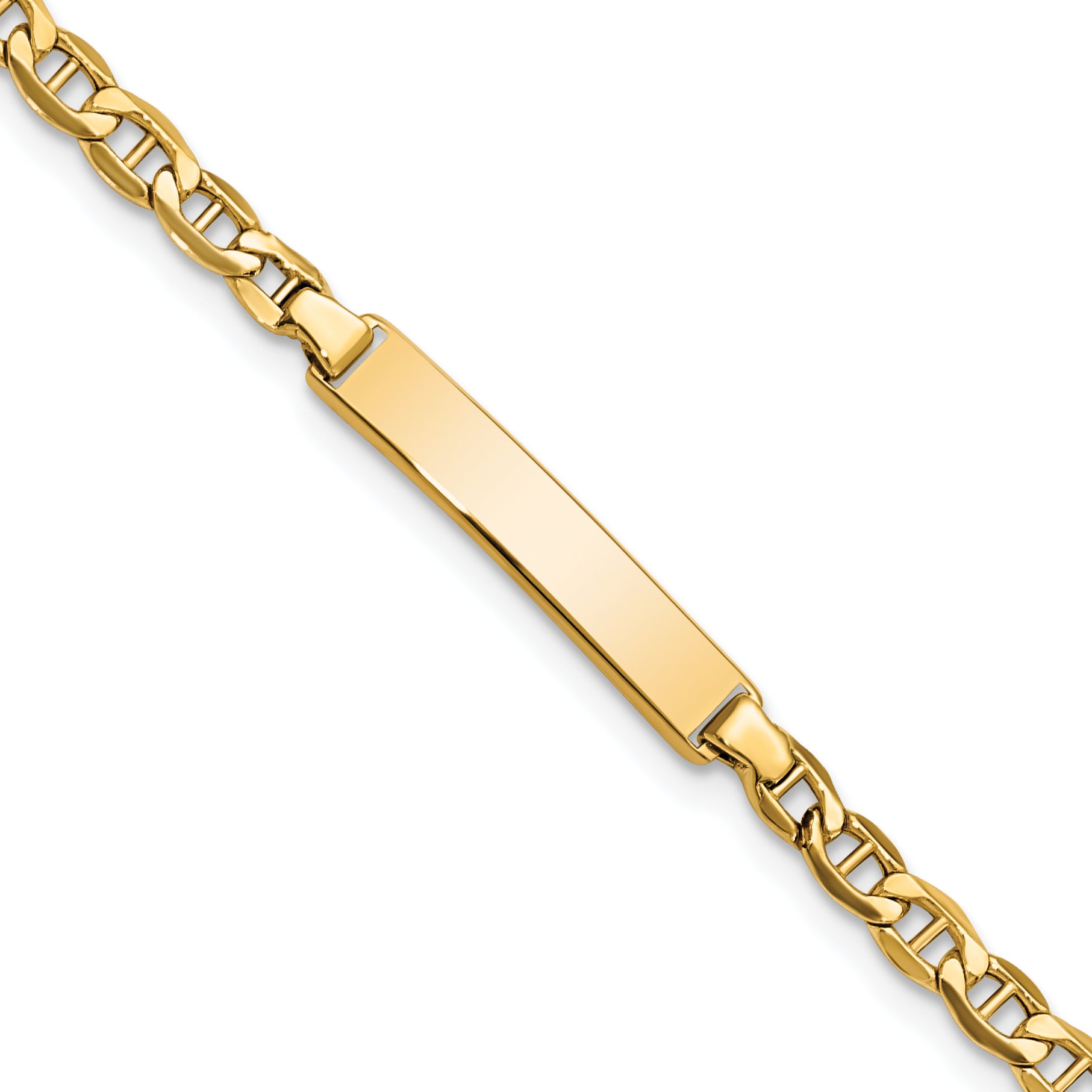 14k Polished Semi-Solid Chain/Solid Plate Anchor Link 22.5x4.5mm Plate 7 inch ID Bracelet