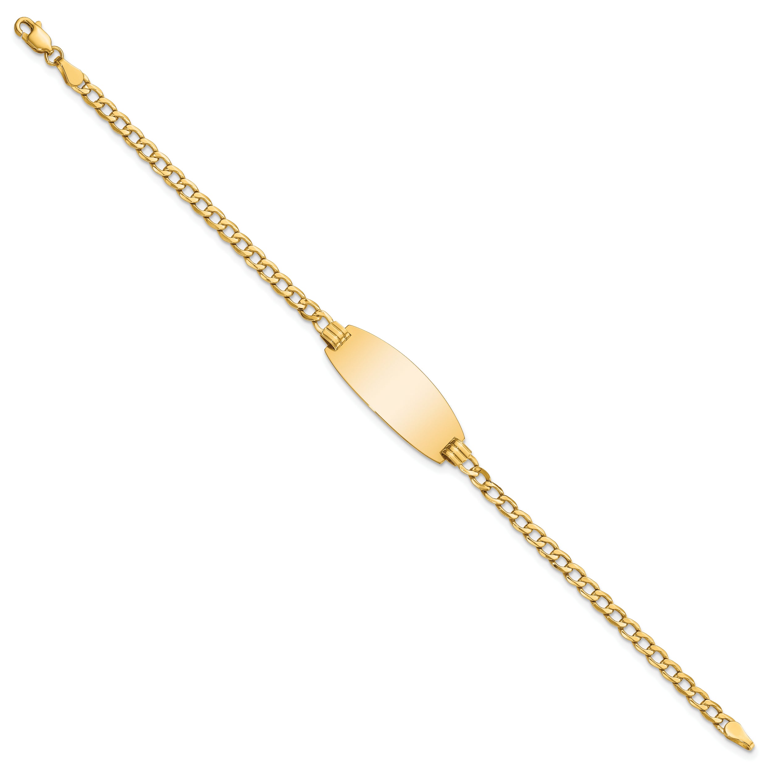 14K Semi-Solid Oval Curb Id Bracelet
