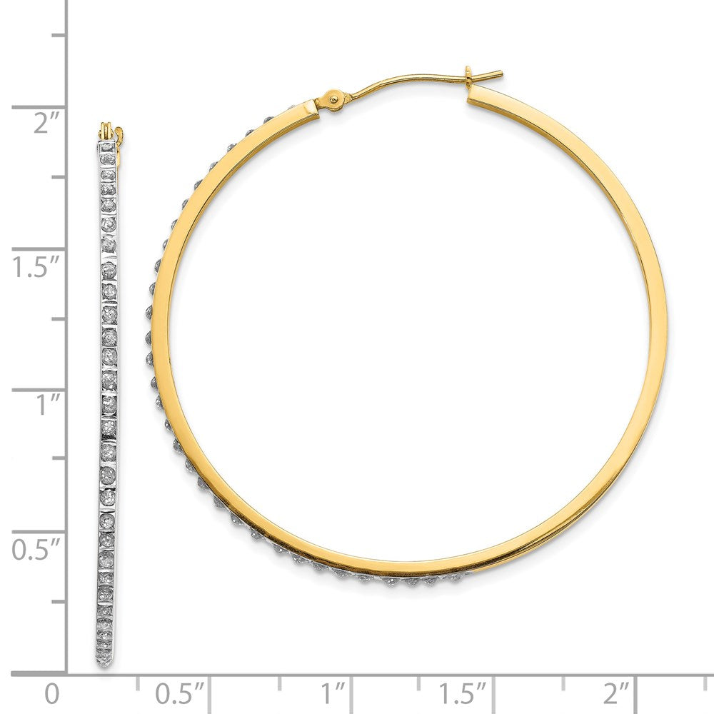 14k Diamond Fascination Large Round Hinged Hoop Earrings