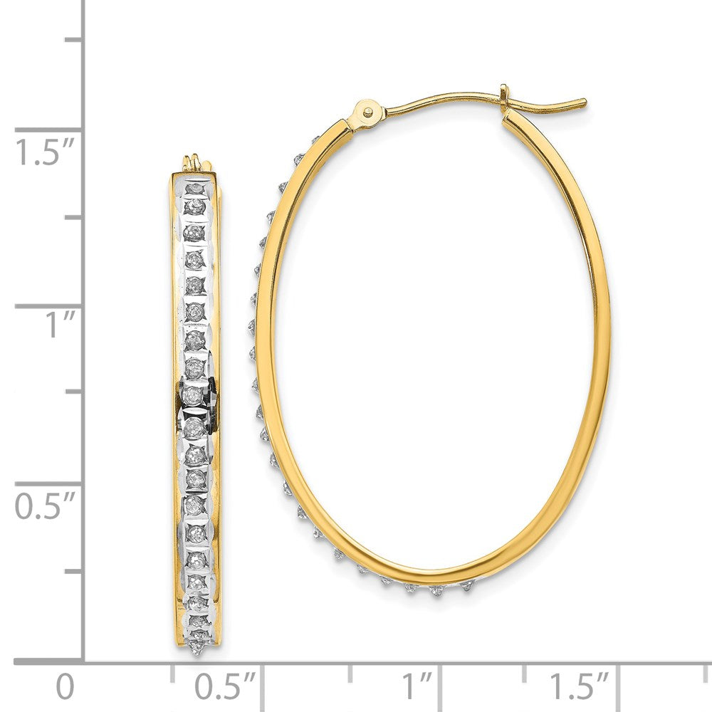 14k Diamond Fascination Oval Hinged Hoop Earrings