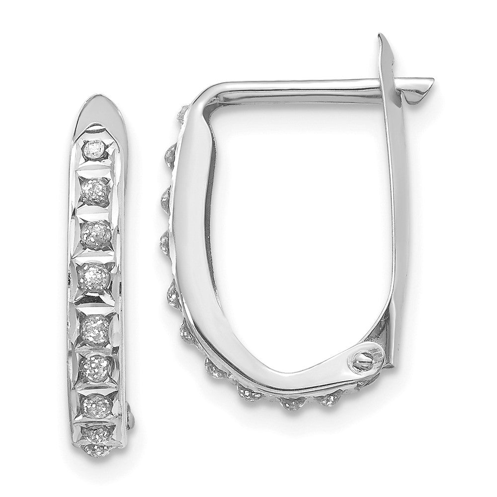 14k White Gold Diamond Fascination Hoop Earrings