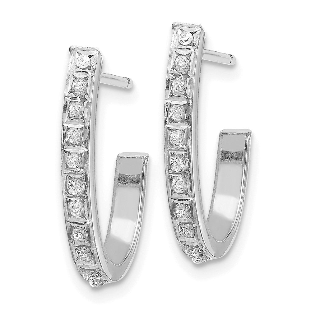 14k White Gold Diamond Fascination Hoop Earrings