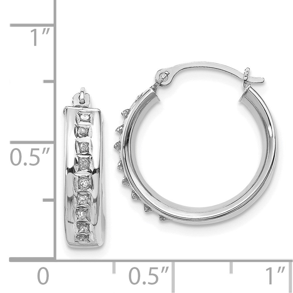 14k White Gold Diamond Fascination Round Hoop Earrings