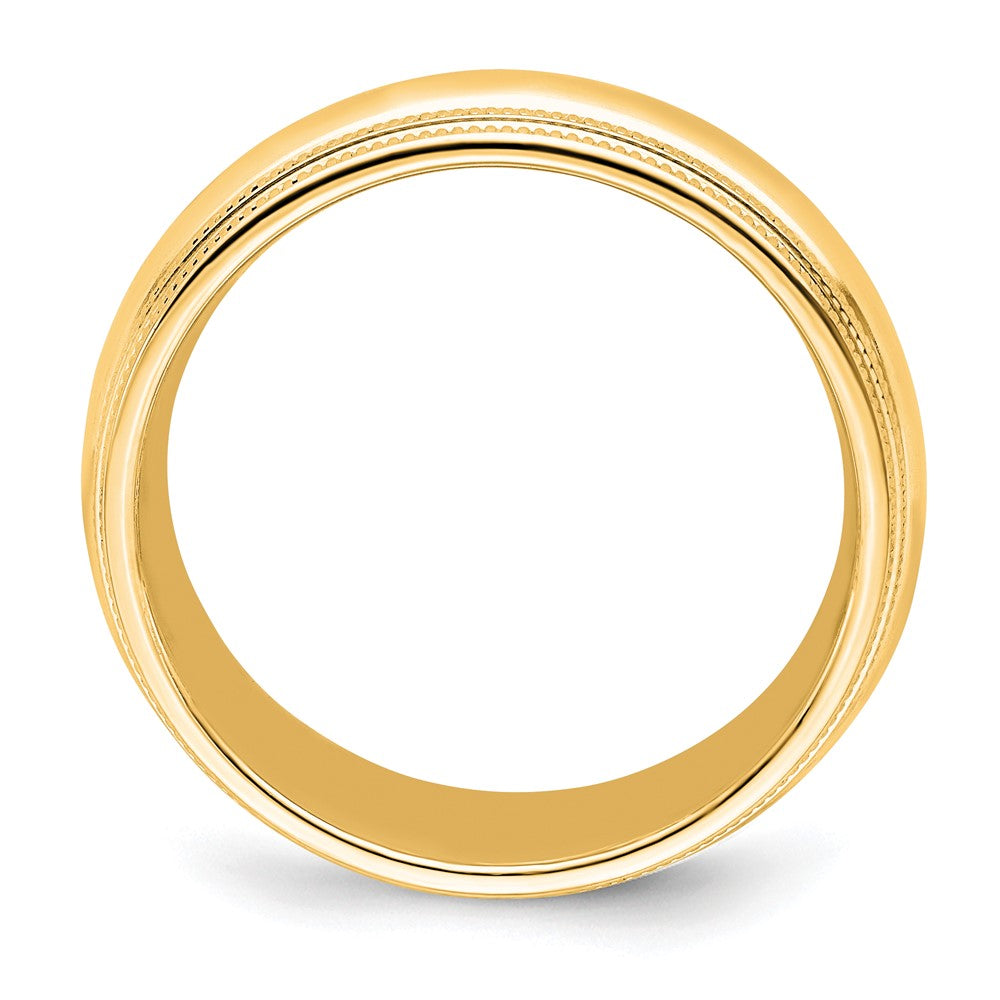 14k Yellow Gold 8mm Double Milgrain Comfort Fit Wedding Band Size 12