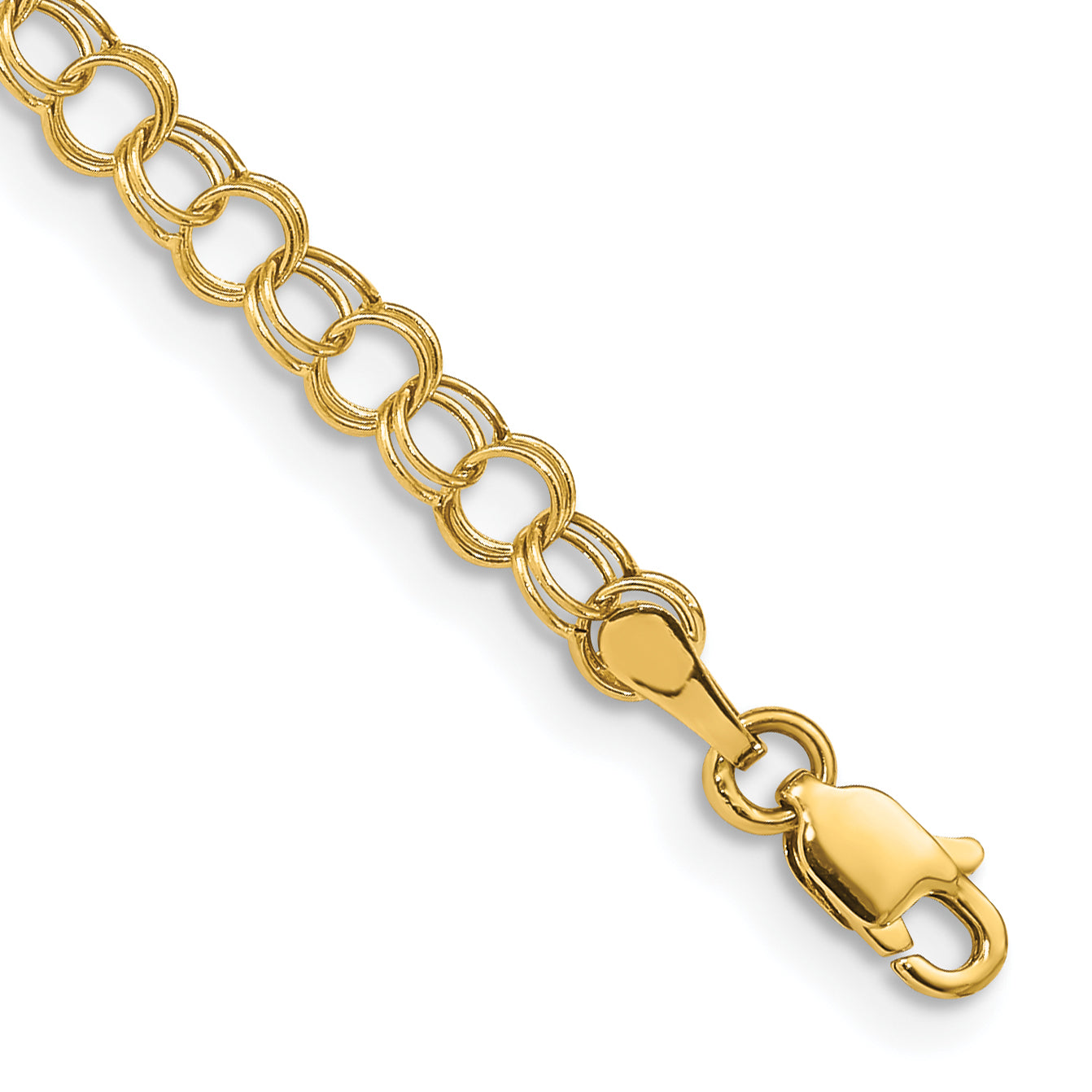 14K Hollow Double Link Charm Bracelet