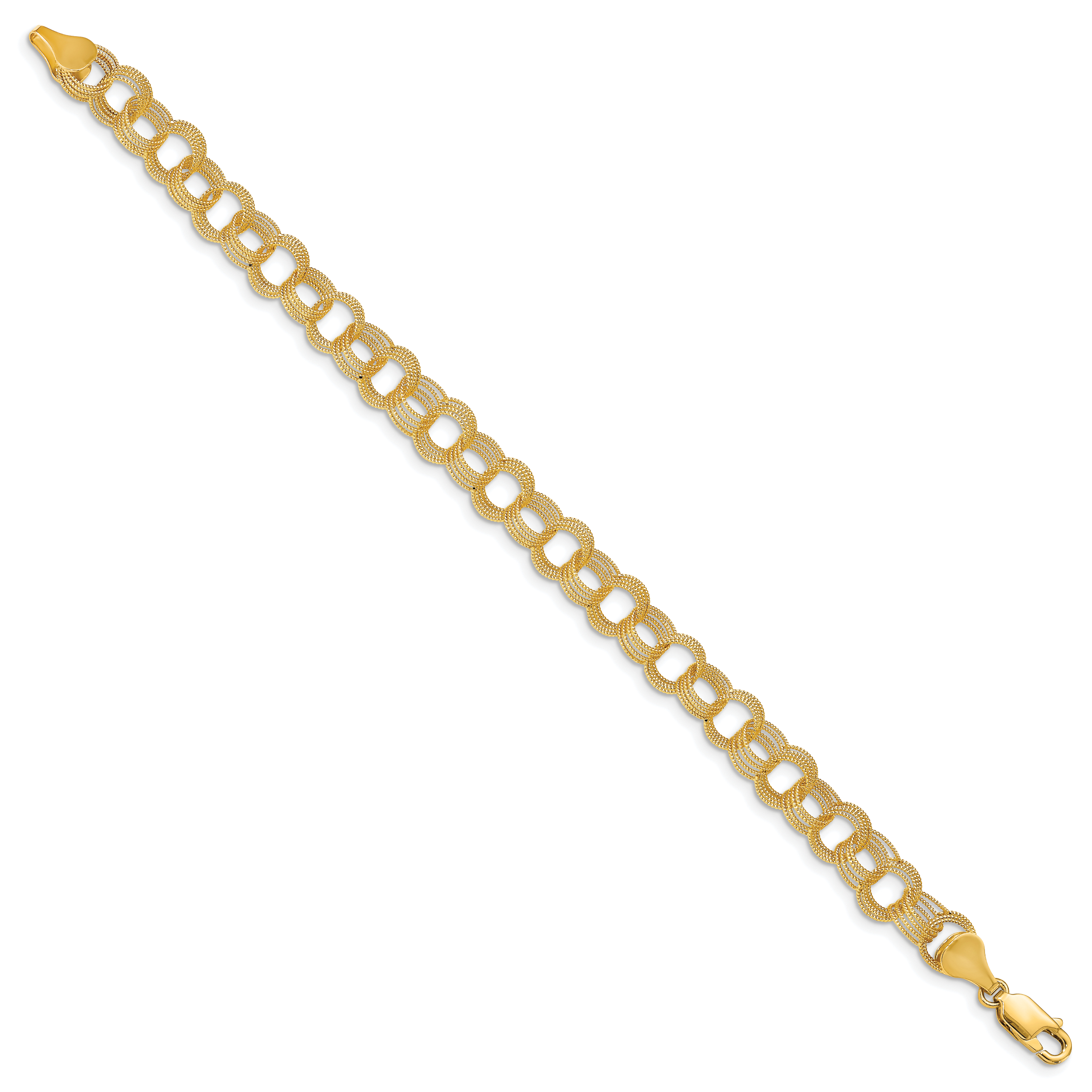 14K Solid Triple Link Charm Bracelet
