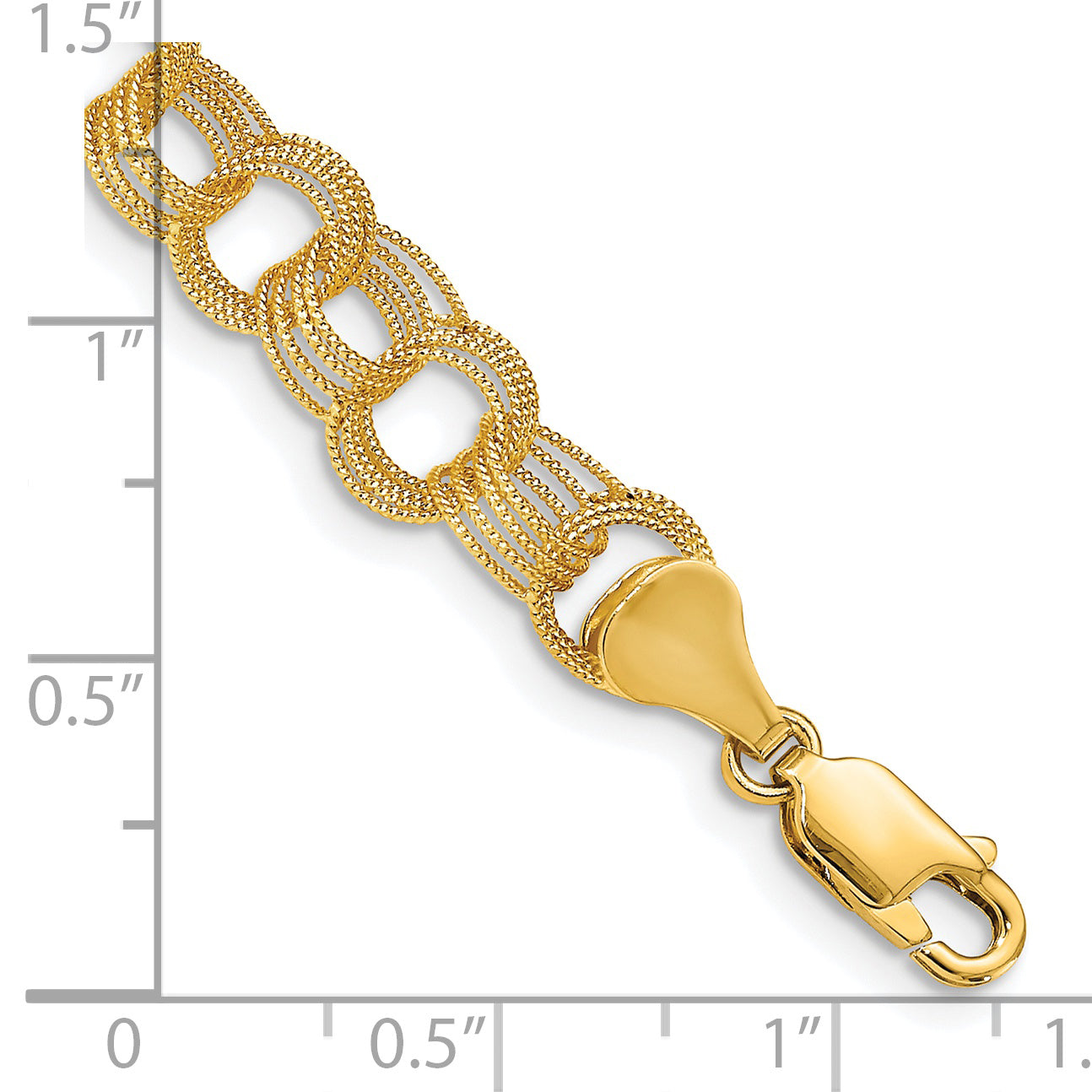14K Solid Triple Link Charm Bracelet