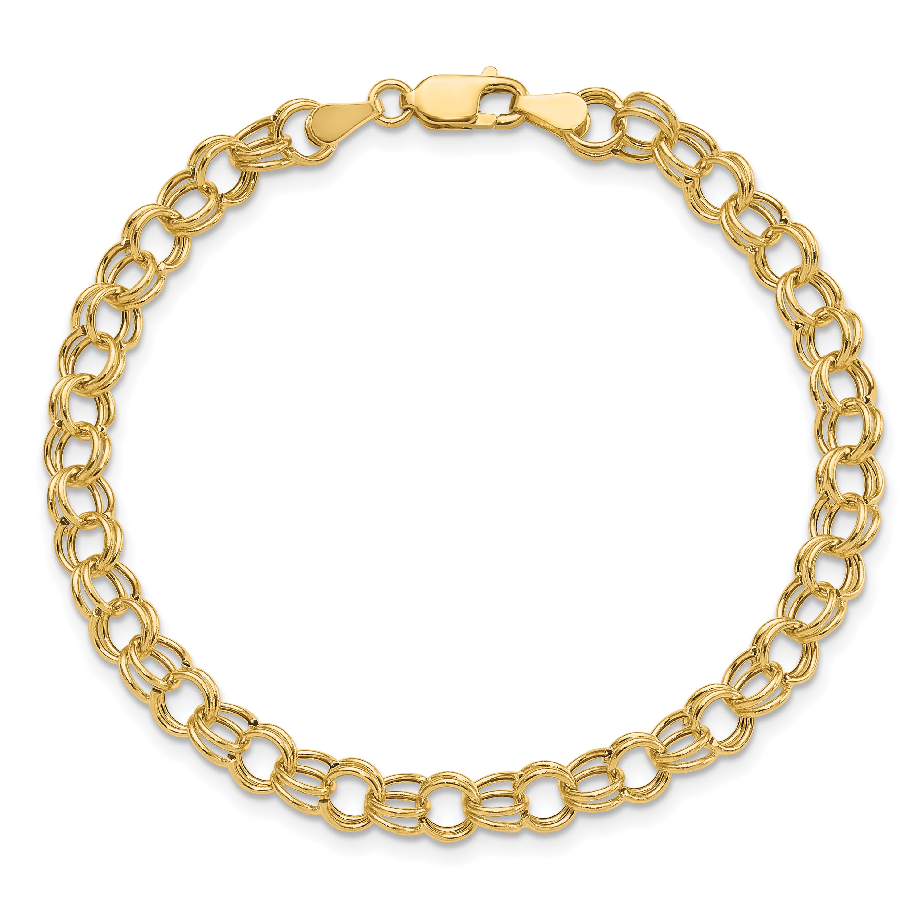 14K Hollow Double Link Charm Bracelet
