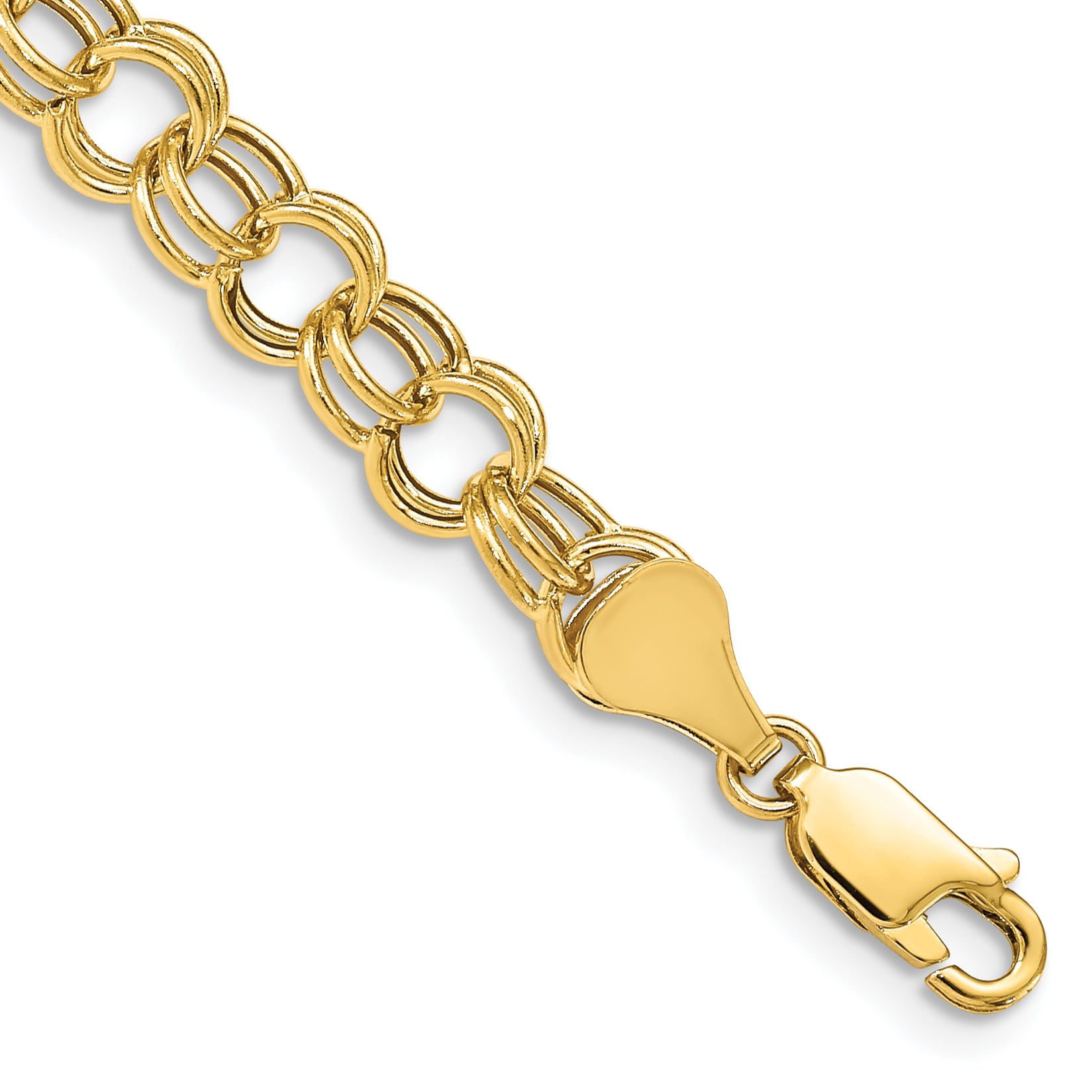 14K Hollow Double Link Charm Bracelet