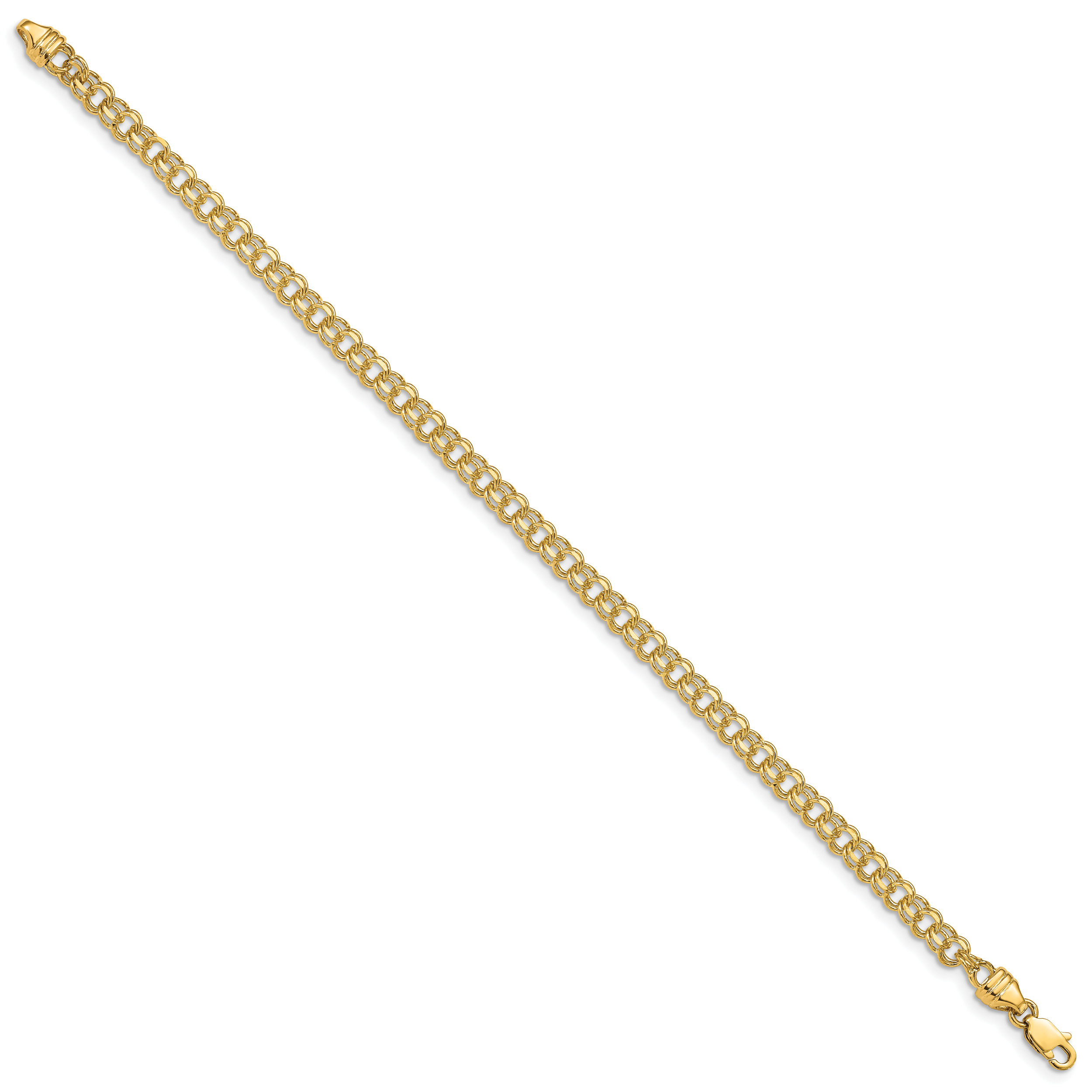 14K 8In 3.75Mm Solid Double Link Charm Bracelet