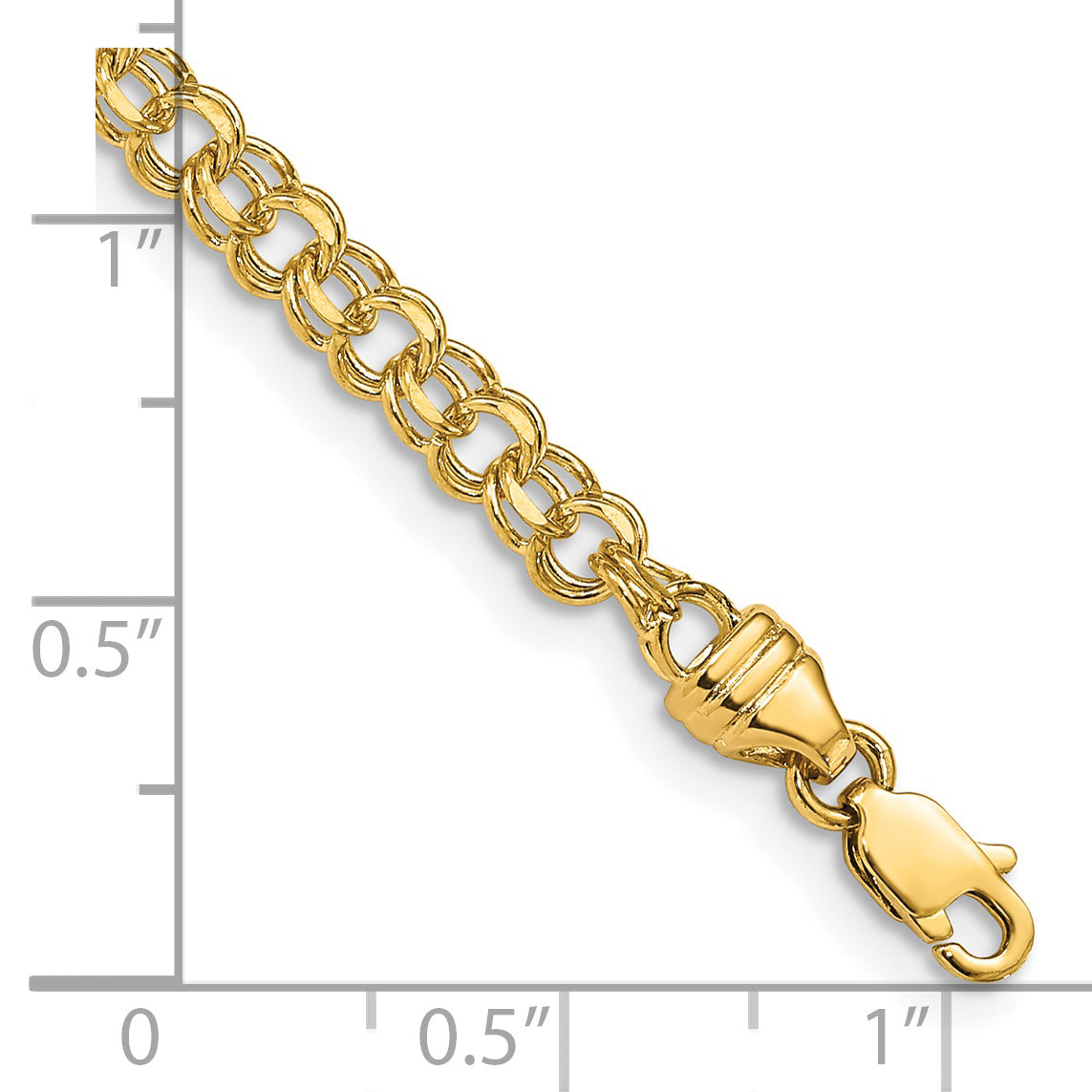 14K 8In 3.75Mm Solid Double Link Charm Bracelet