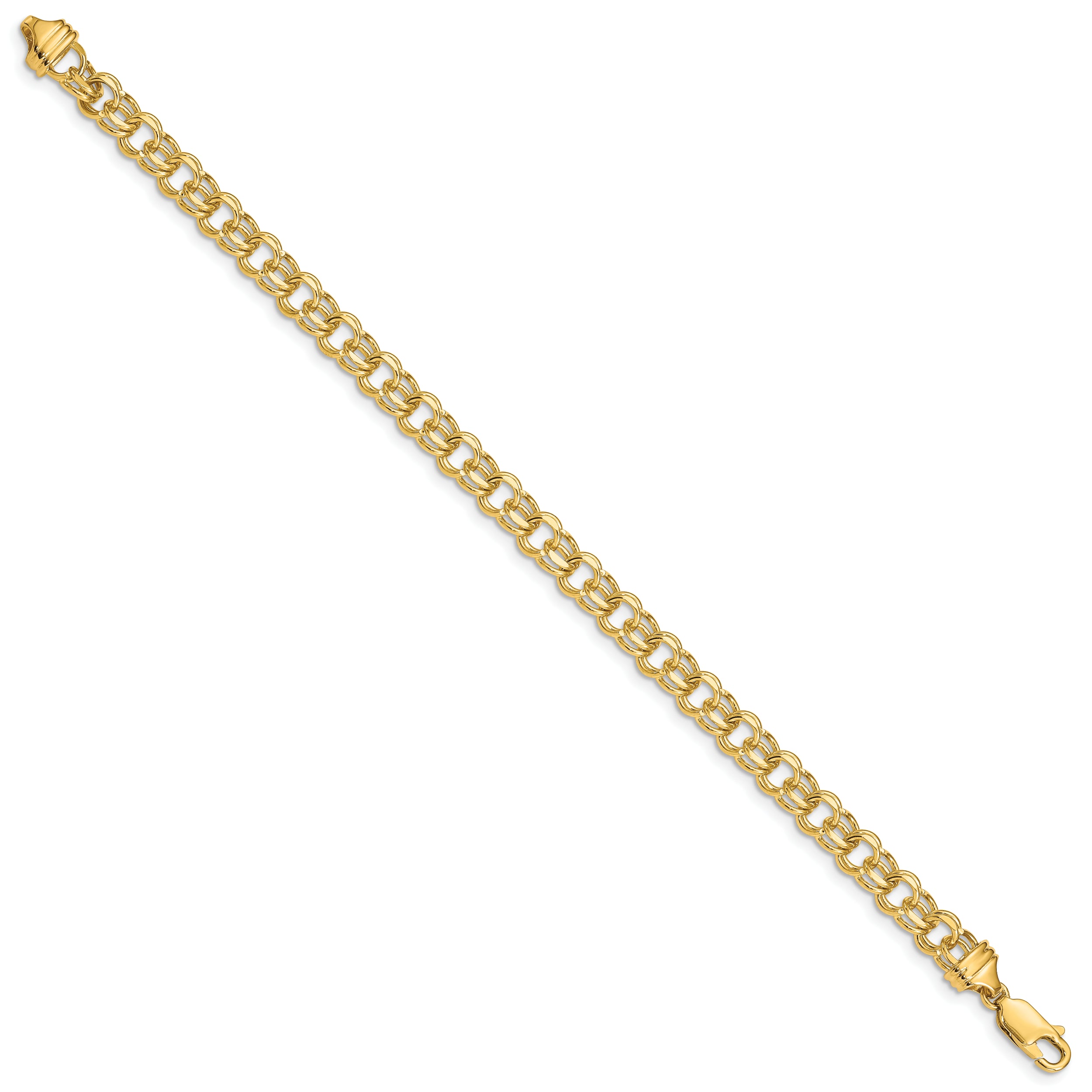 14K 7In 5.5Mm Solid Double Link Charm Bracelet