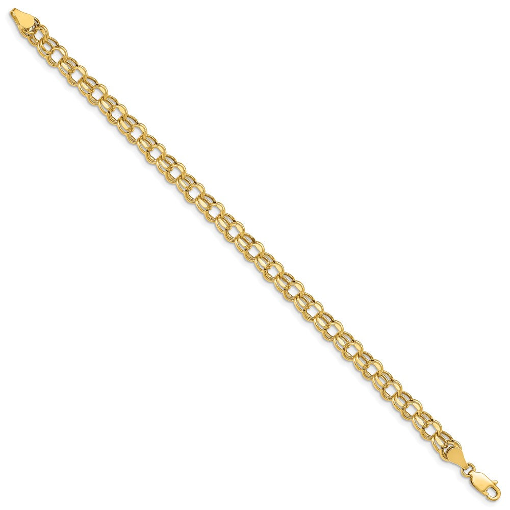 14k 8in 5.5mm Hollow Double Link Charm Bracelet
