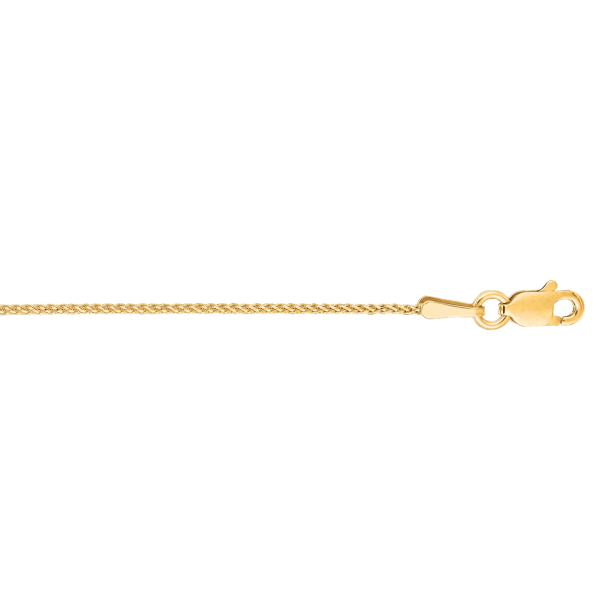 14K Yellow Gold 1mm Diamond Cut Round Wheat 20" Chain with Lobster Lock