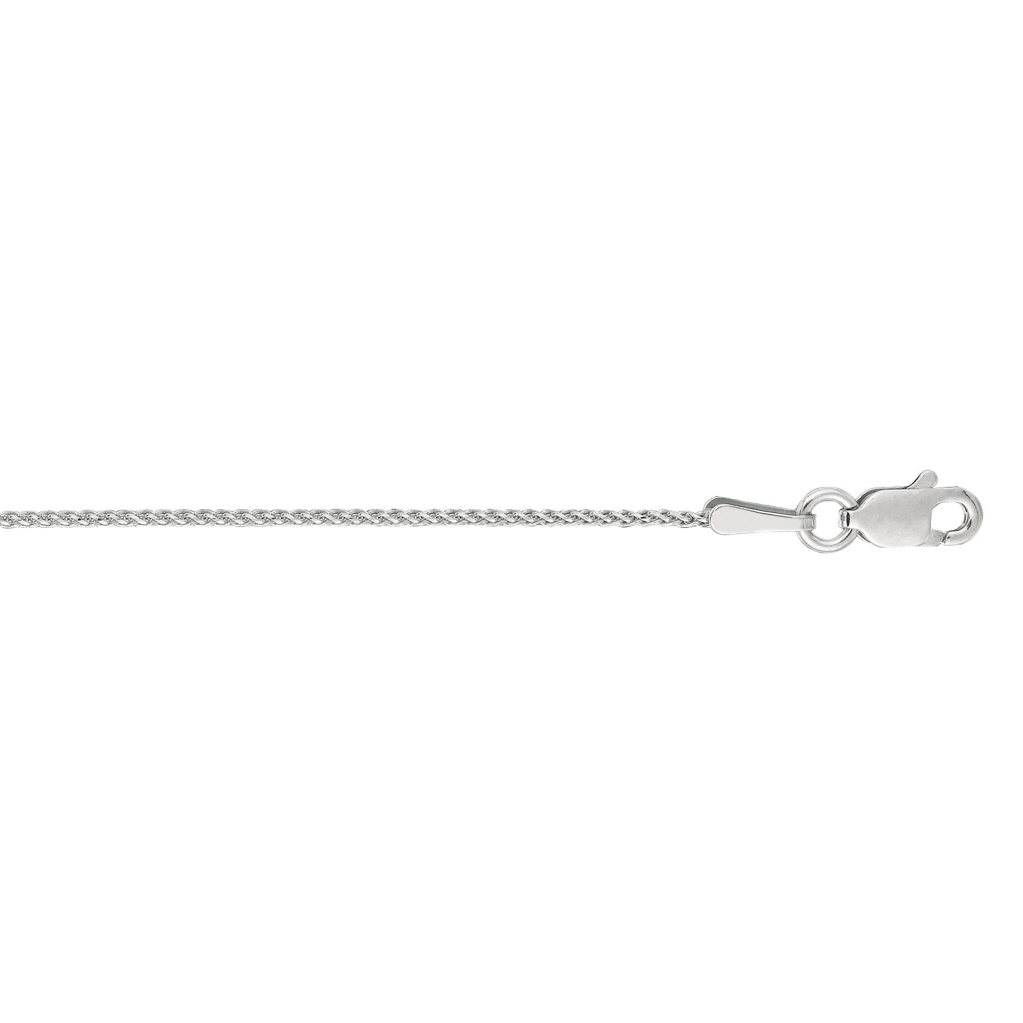 14K White Gold 1mm Diamond Cut Round Wheat 20" Chain with Lobster Lock