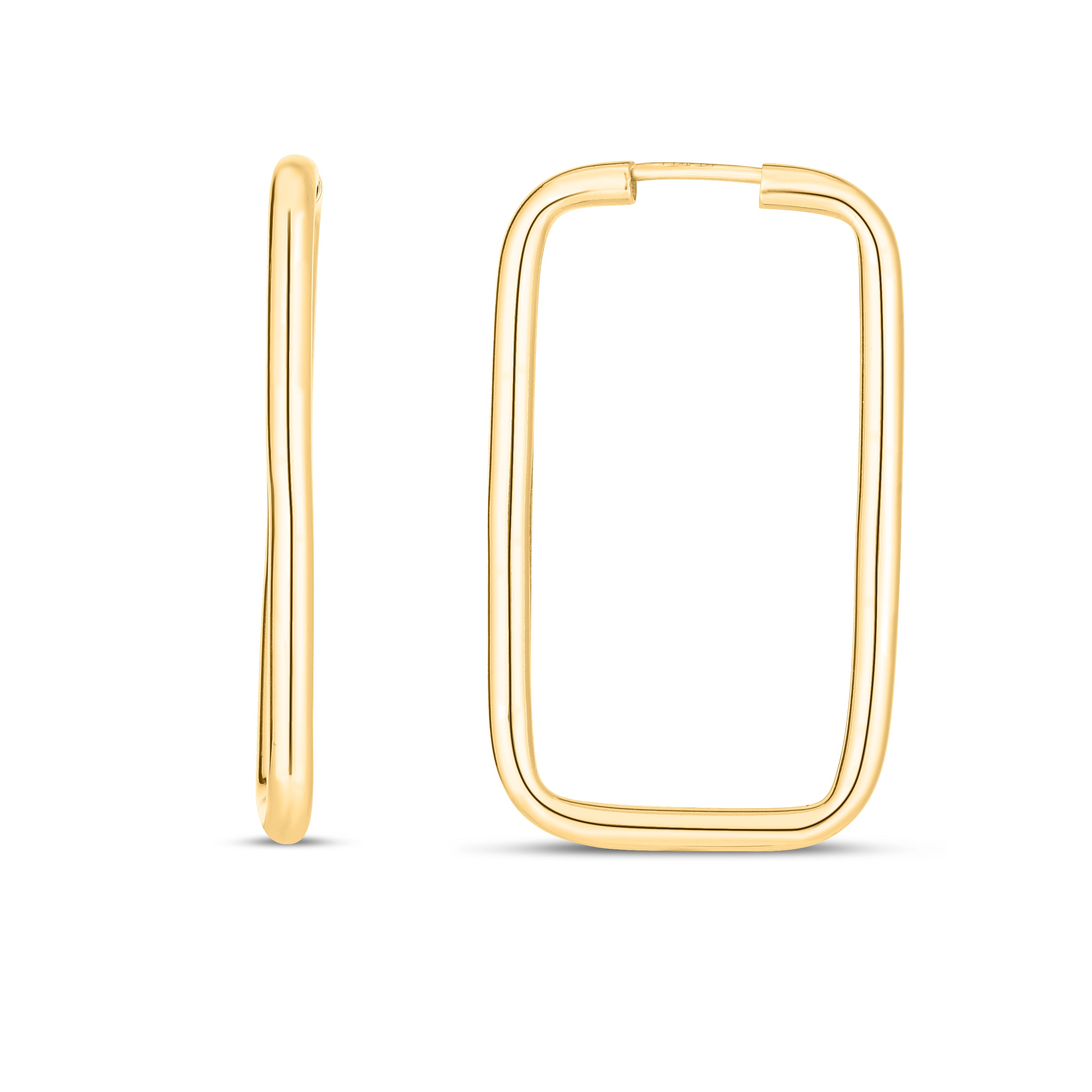14K Yellow Gold Endless Rectangle Hoop Earring