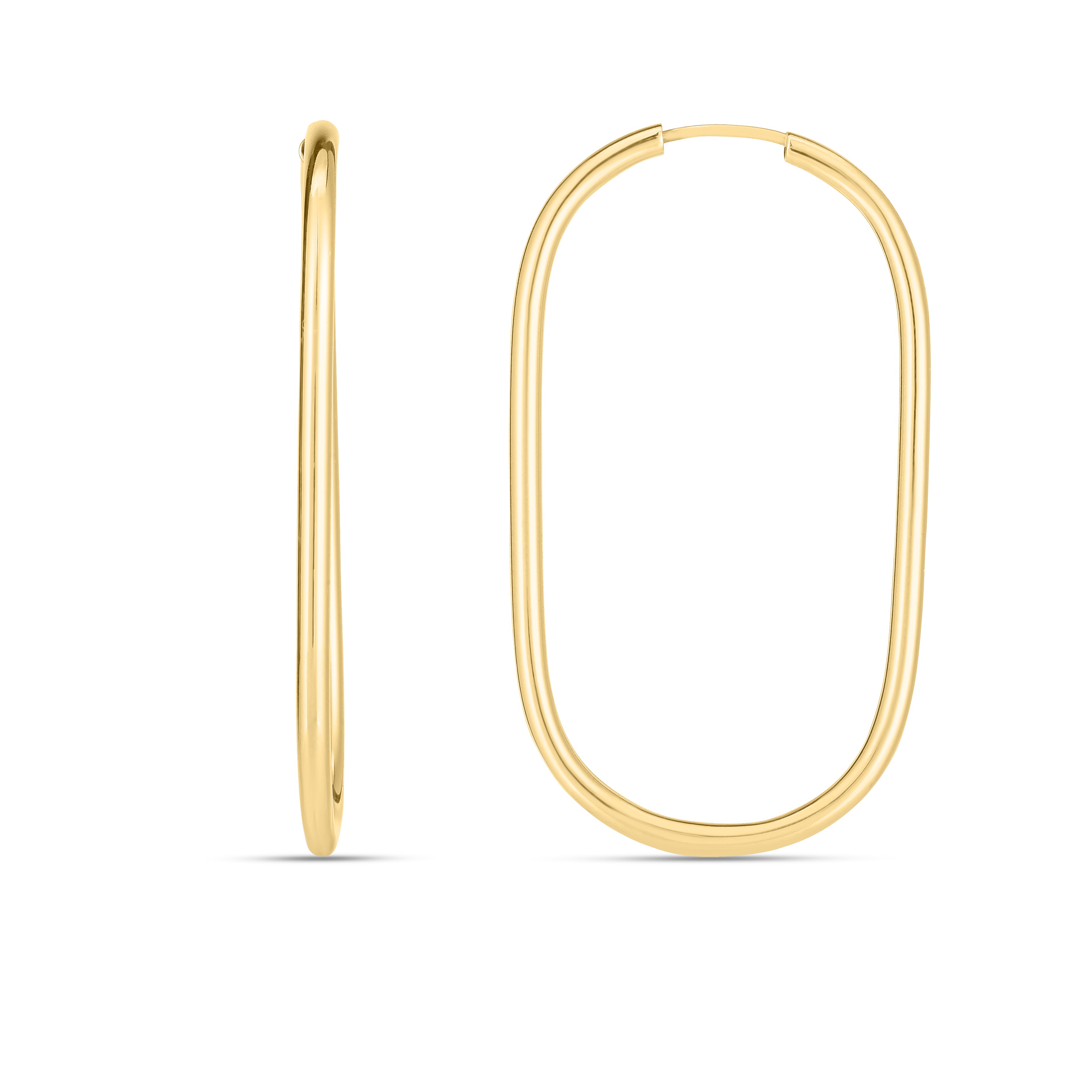 14K Yellow Gold Large Paperclip Hoop Earrings with Endless Clasp
