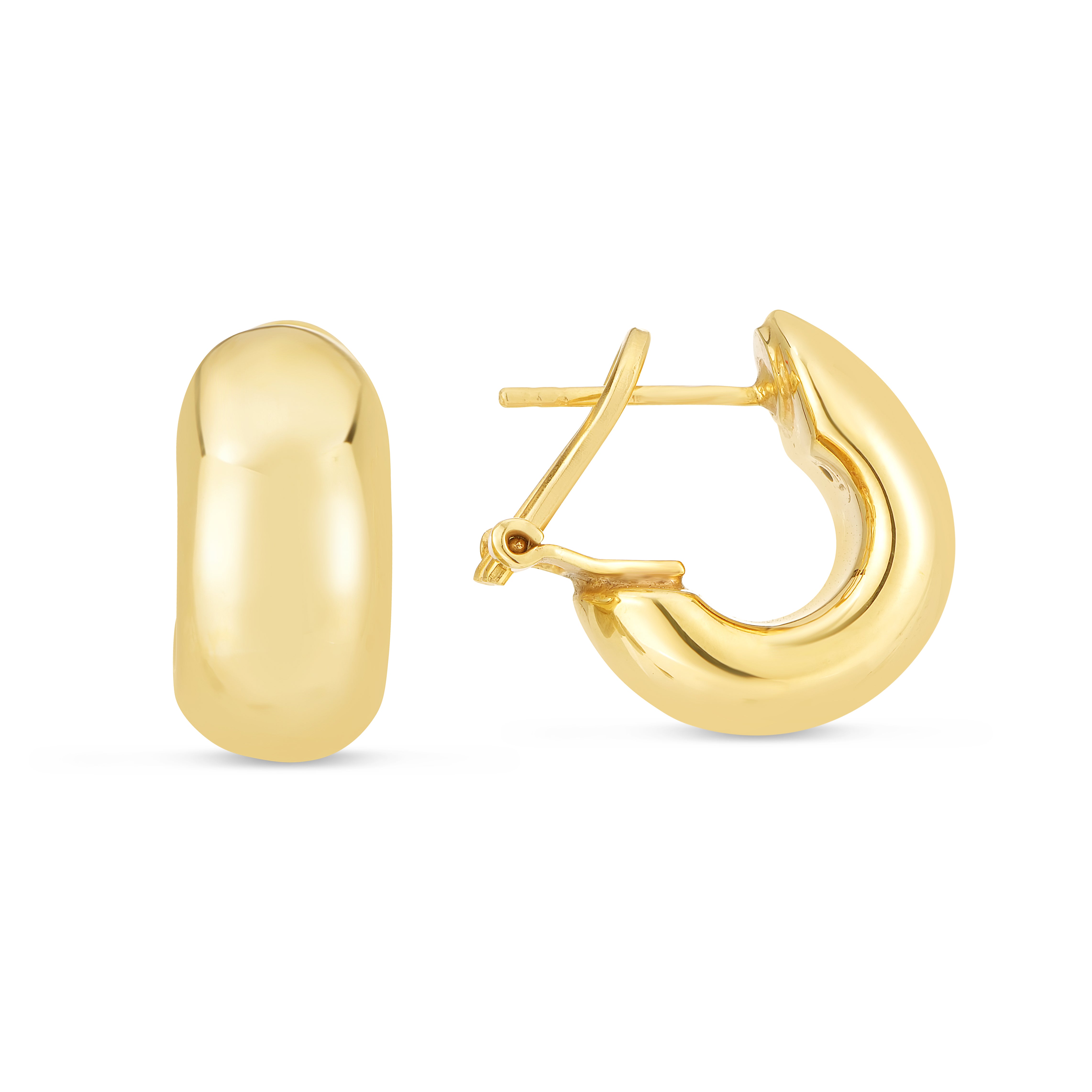 14K Yellow Gold Polished Small C-Hoop Earrings with Omega Back Clasp