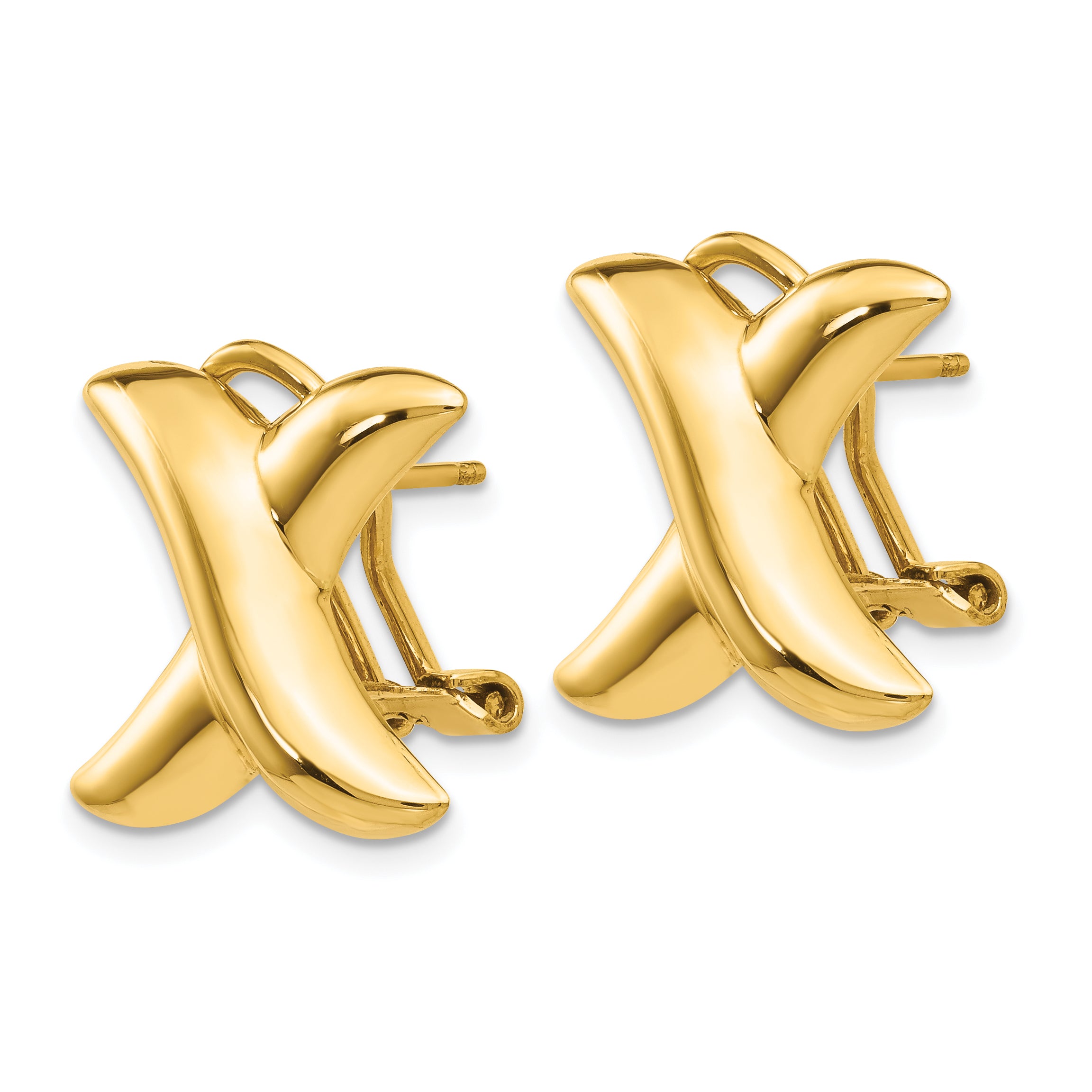 14k Polished X Omega Back Post Earrings