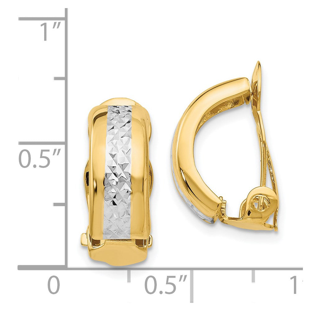 14k w/ White Rhodium Polished & D/C Non-pierced Earrings