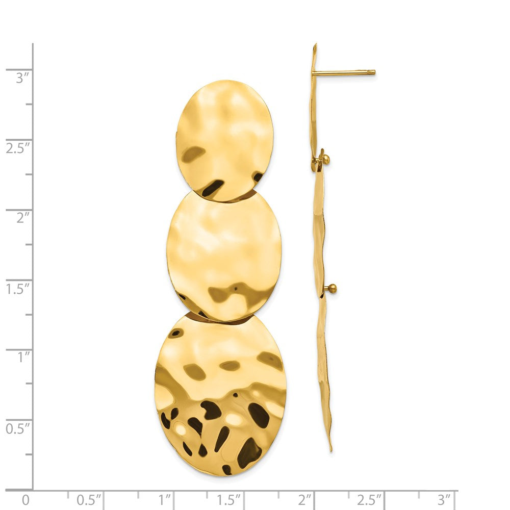 14k Polished Hammered Dangle Earrings