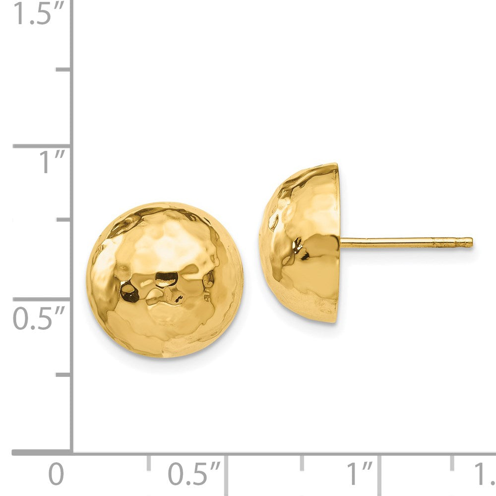 14k Hammered Half Ball Post Earrings