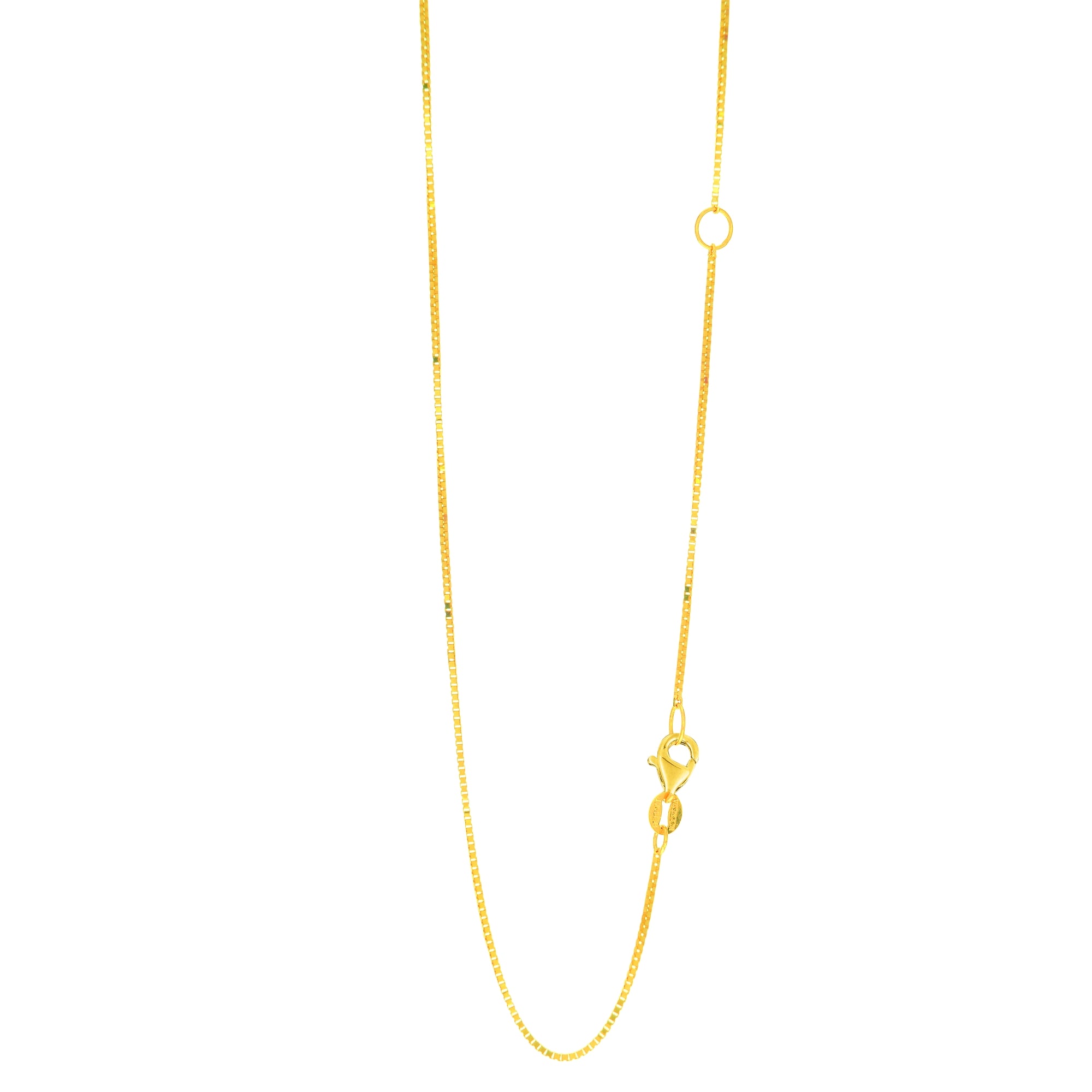 14K Yellow Gold 0.8mm Extendable Box 20" Chain (Jump Ring at 16 inch) with Lobster Lock
