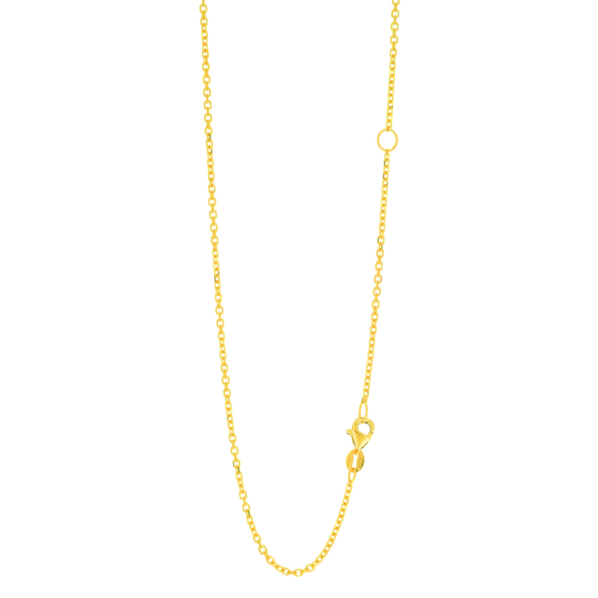 14K Yellow Gold 1.5mm Extendable Diamond Cut Cable 20" Chain (Jump Ring at 16 inch) with Lobster Lock