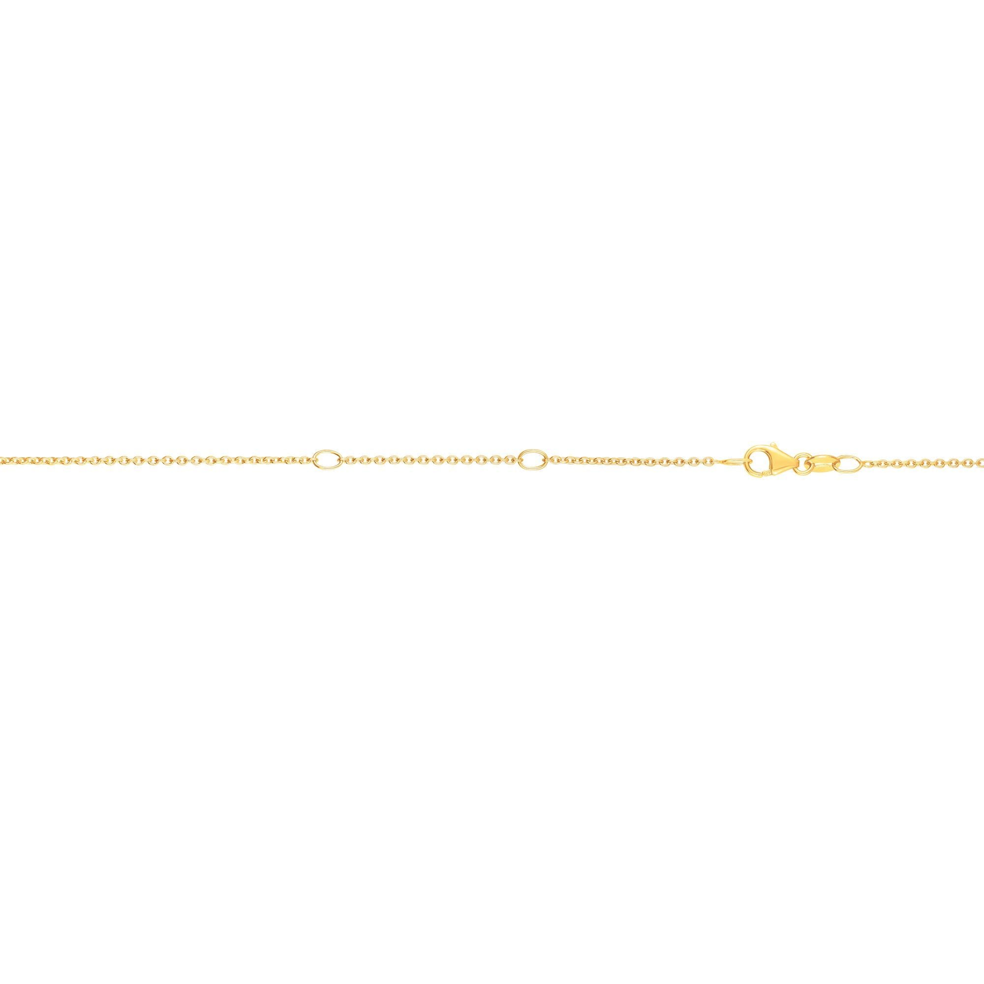 14K Yellow Gold 1.1mm Double Extendable Diamond Cut Cable Chain with Lobster Lock. 18" total length, with jump Ring at 16 and 17 inch.
