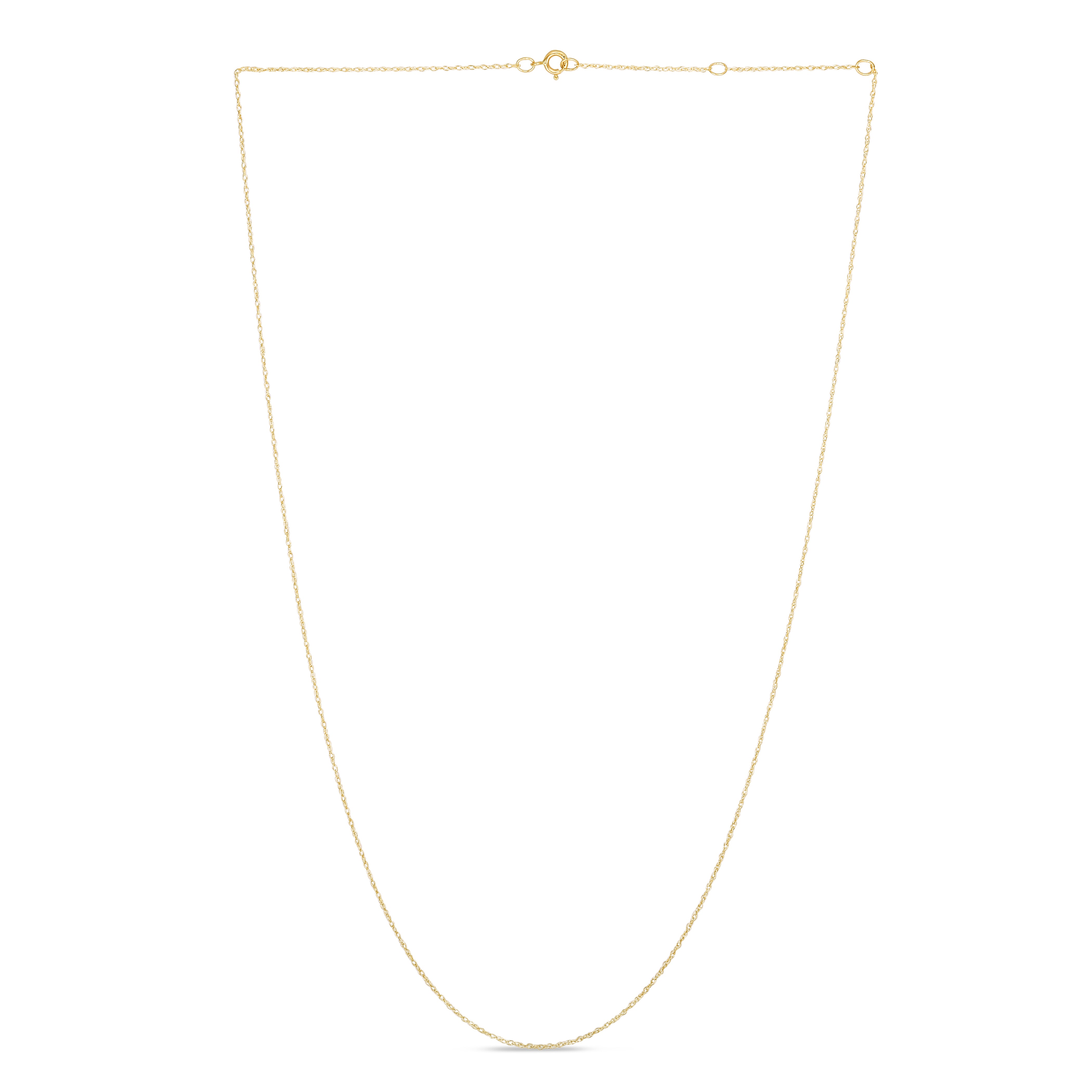 14K Yellow Gold .5mm Double Extendable Rope 18" Chain (Jump Ring at 16 and 17 inch) with Spring Ring