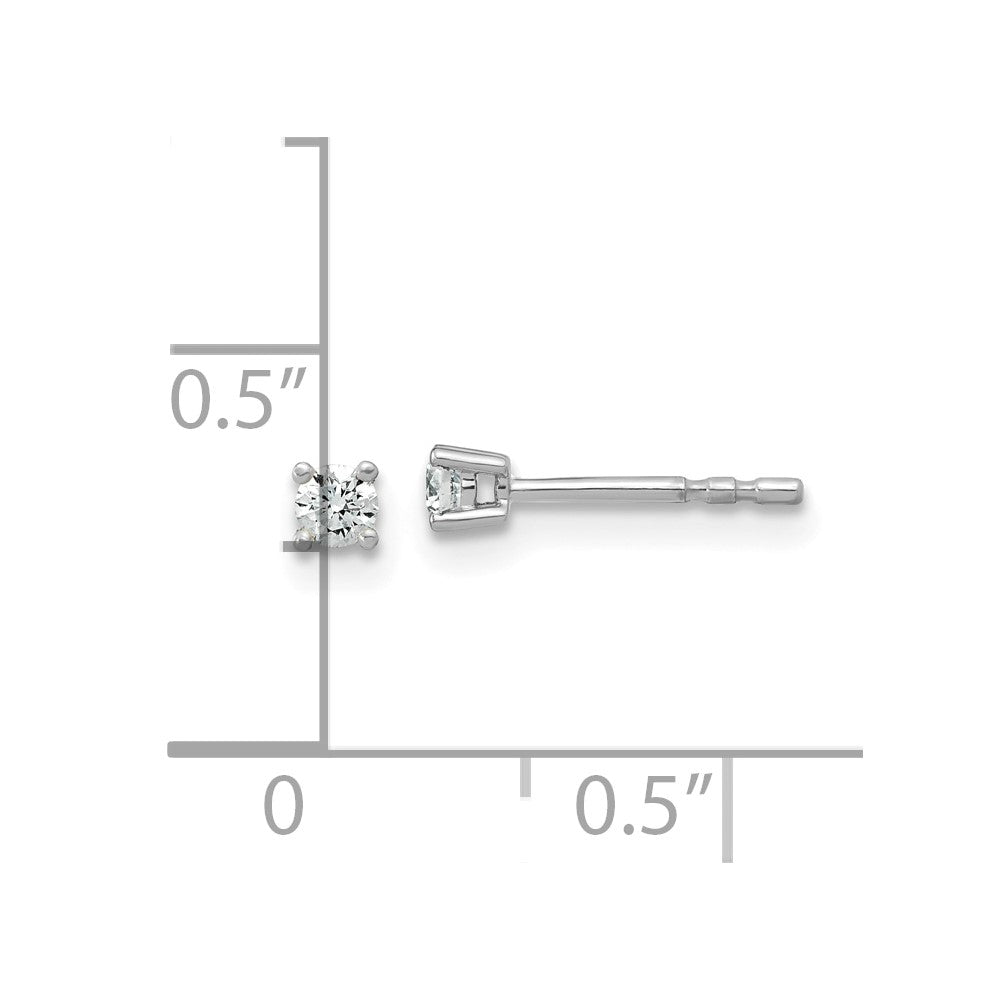 14k White Gold 1/10 carat total weight Round VS/SI GH Lab Grown Diamond 4 Prong Stud Post Earrings