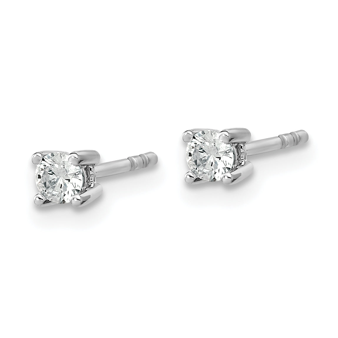 14K White Gold 1/5 Carat Total Weight Round Certified Vs/Si Gh Lab Grown Diamond 4 Prong Stud Post Earrings