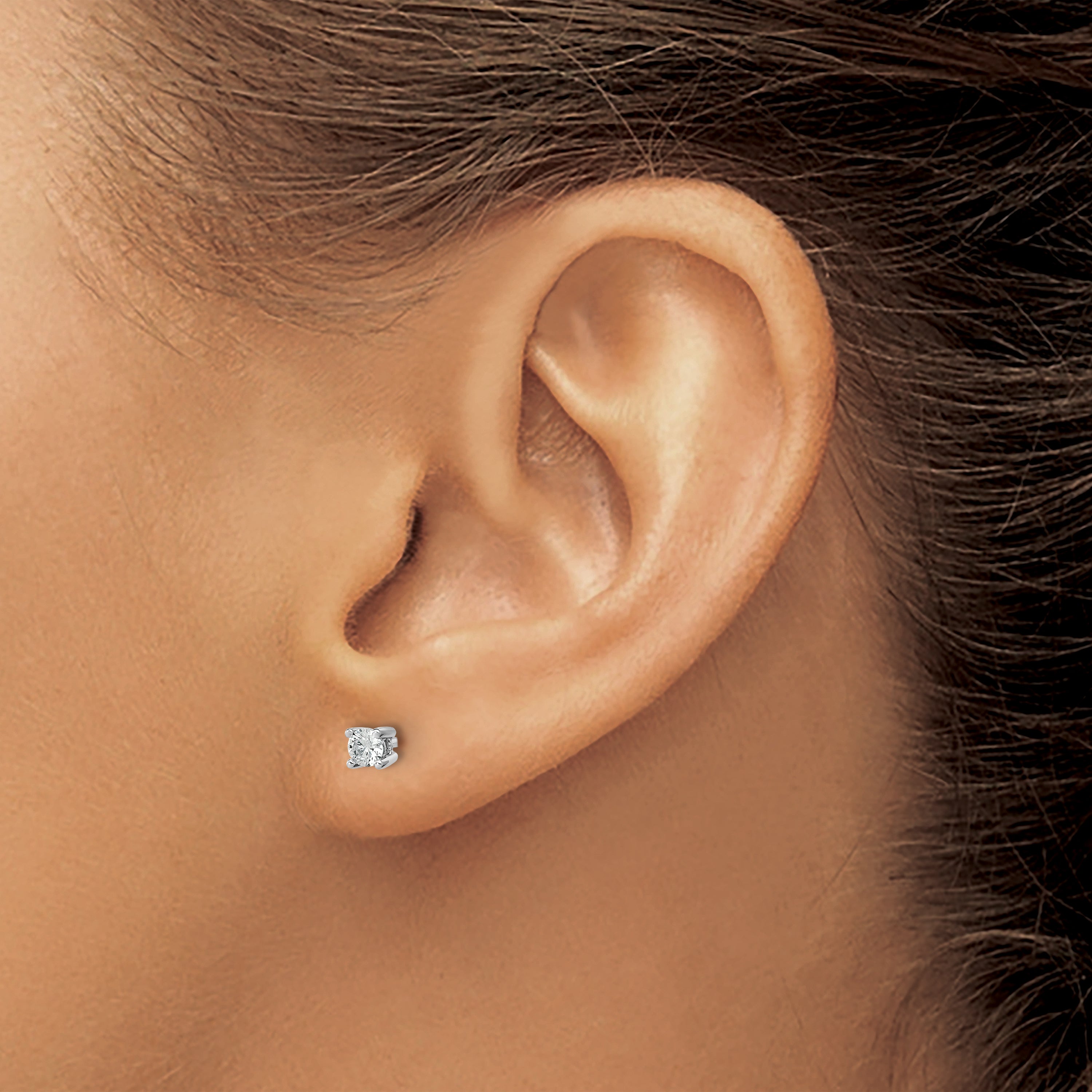 14K White Gold 1/7 Carat Total Weight Round Vs/Si Gh Lab Grown Diamond 4 Prong Stud Post Earrings