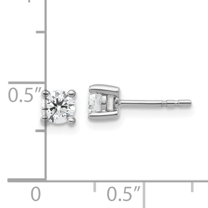 14K White Gold 1/2 Carat Total Weight Round Certified Vs/Si Def Lab Grown Diamond 4 Prong Stud Post Earrings