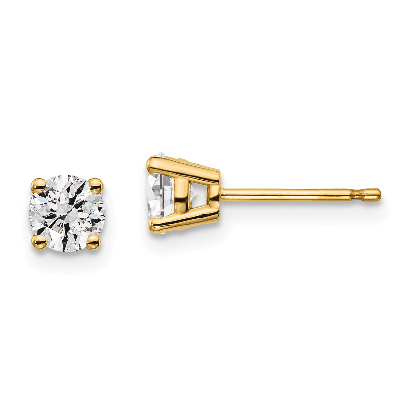 14K 2/3 Carat Total Weight Round Certified Vs/Si Gh Lab Grown Diamond 4 Prong Stud Post Earrings