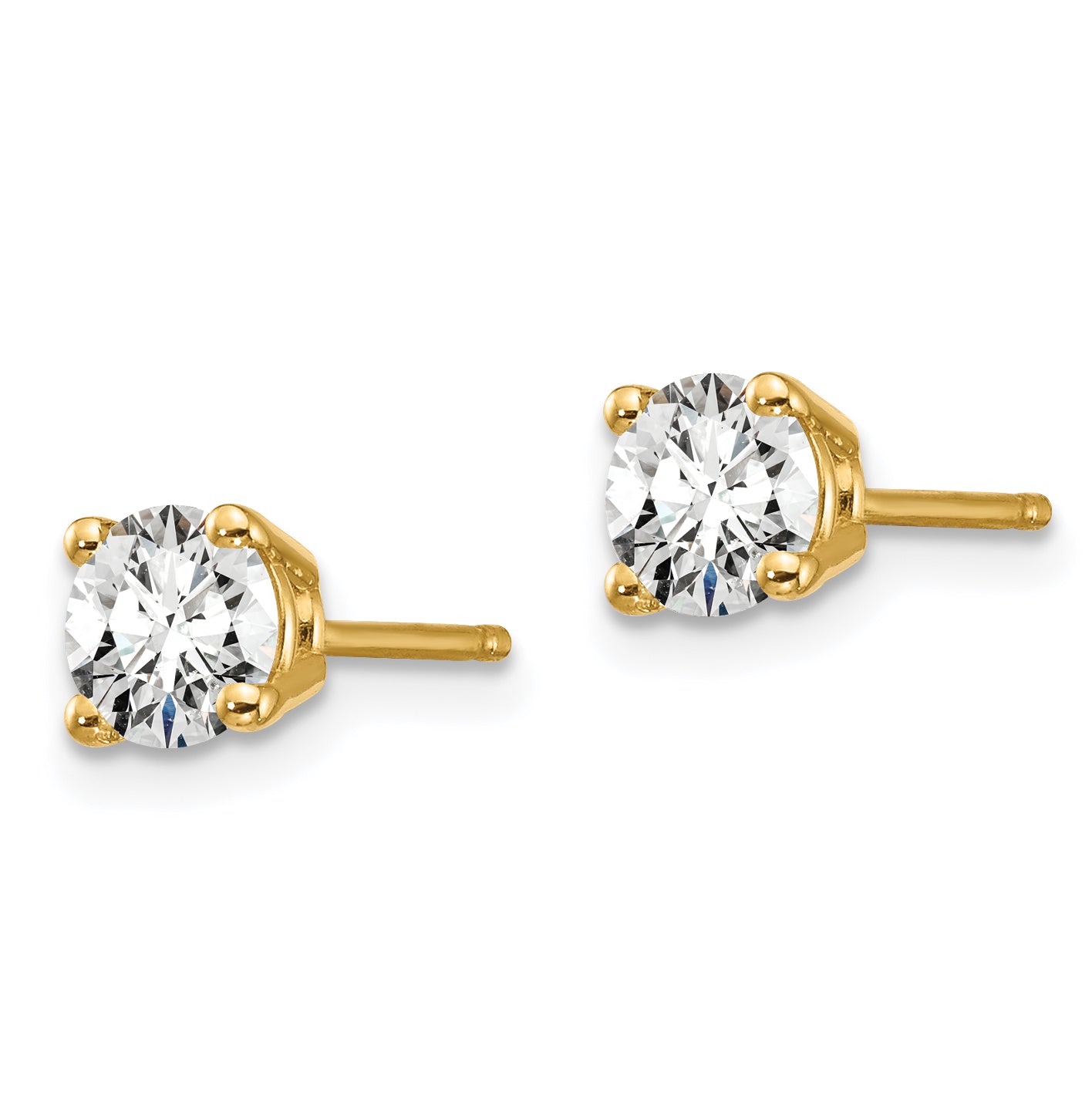 14K 3/4 Carat Total Weight Round Certified Vs/Si Def Lab Grown Diamond 4 Prong Stud Post Earrings