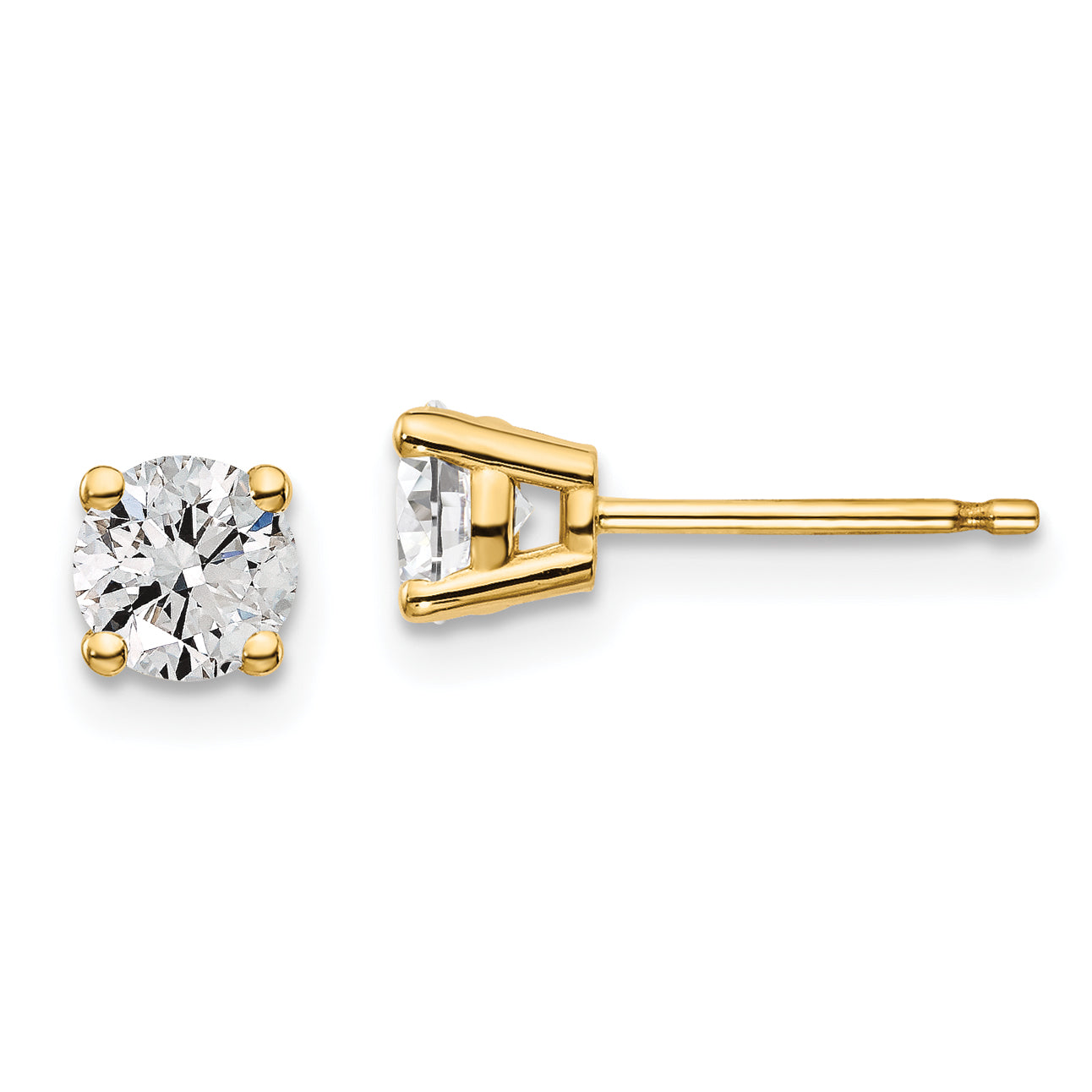 14K 3/4 Carat Total Weight Round Certified Vs/Si Def Lab Grown Diamond 4 Prong Stud Post Earrings