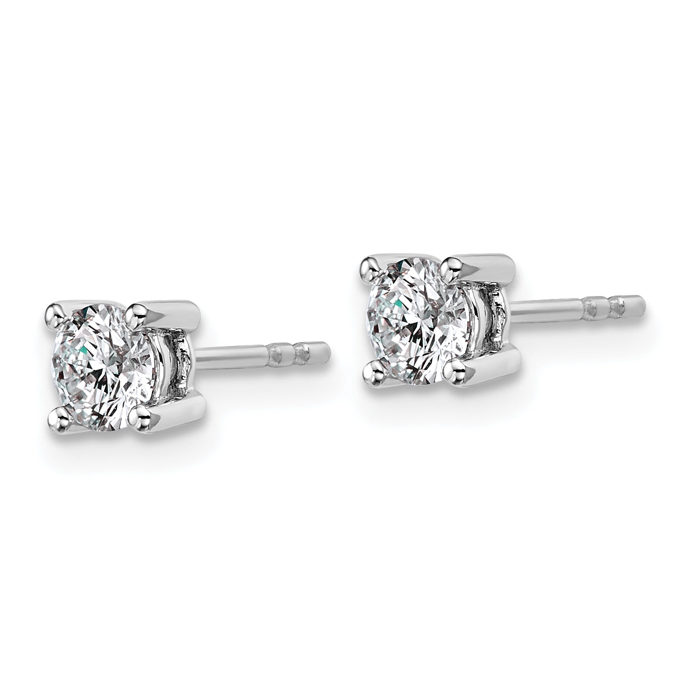 14K White Gold 3/4 Carat Total Weight Round Certified Vs/Si Def Lab Grown Diamond 4 Prong Stud Post Earrings
