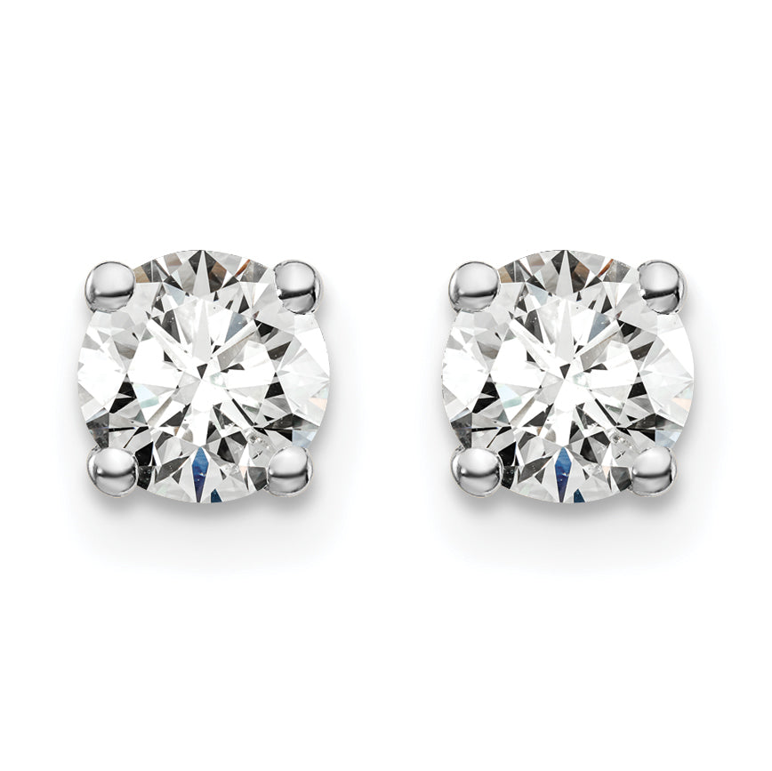 14K White Gold 3/4 Carat Total Weight Round Certified Vs/Si Gh Lab Grown Diamond 4 Prong Stud Post Earrings