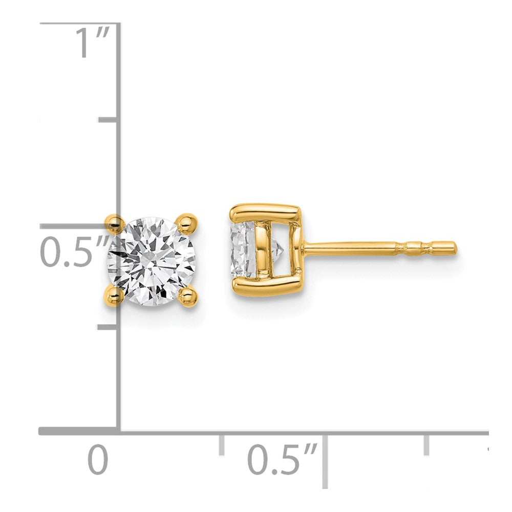 14k 1 1/4 carat total weight Round VS/SI DEF Lab Grown Diamond 4 Prong Stud Post Earrings