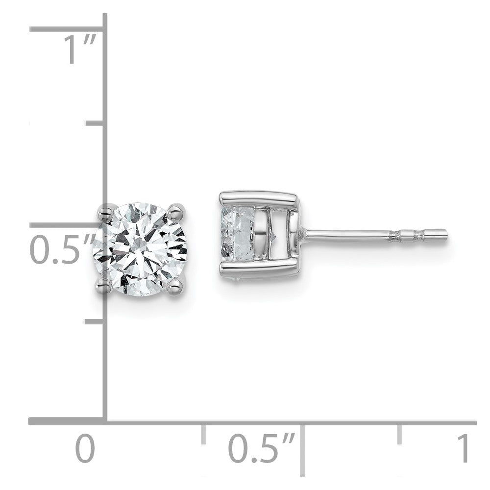 14K White Gold 1 3/4 Carat Total Weight Round Vs/Si Def Lab Grown Diamond 4 Prong Stud Post Earrings