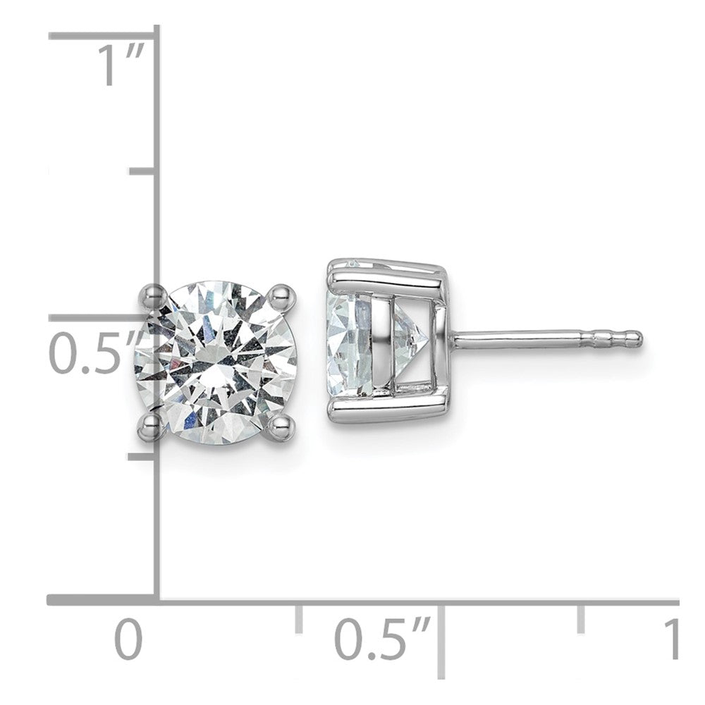 14k White Gold 3 carat total weight Round VS/SI DEF Lab Grown Diamond 4 Prong Stud Post Earrings