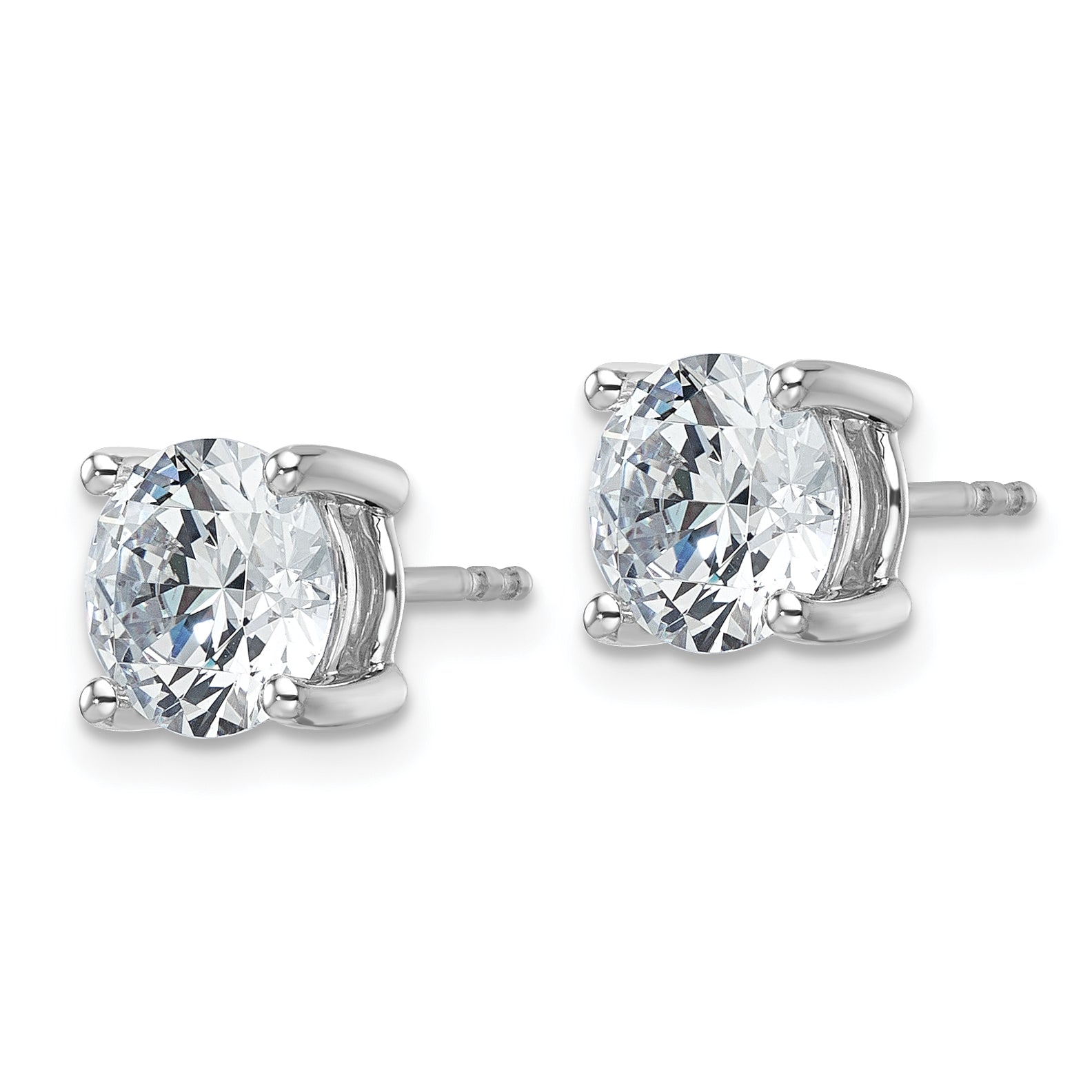 14K White Gold 4 Carat Total Weight Round Vs/Si Gh Lab Grown Diamond 4 Prong Stud Post Earrings