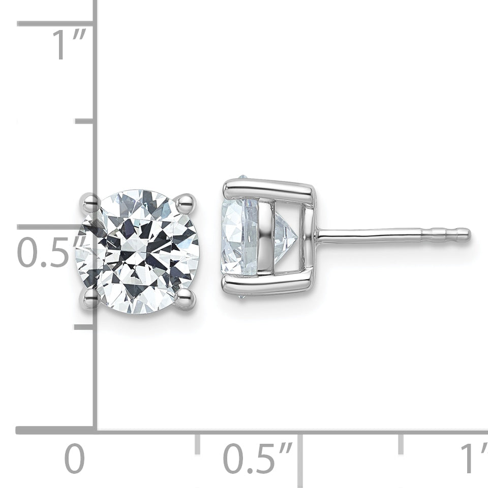 14K White Gold 4 Carat Total Weight Round Vs/Si Gh Lab Grown Diamond 4 Prong Stud Post Earrings
