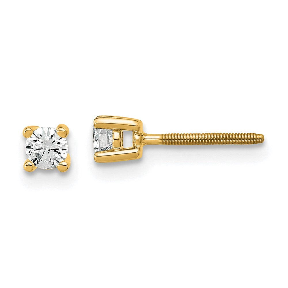 14k 1/5 carat total weight Round Certified VS/SI DEF Lab Grown Diamond Screw Back 4 Prong Stud Post Earrings
