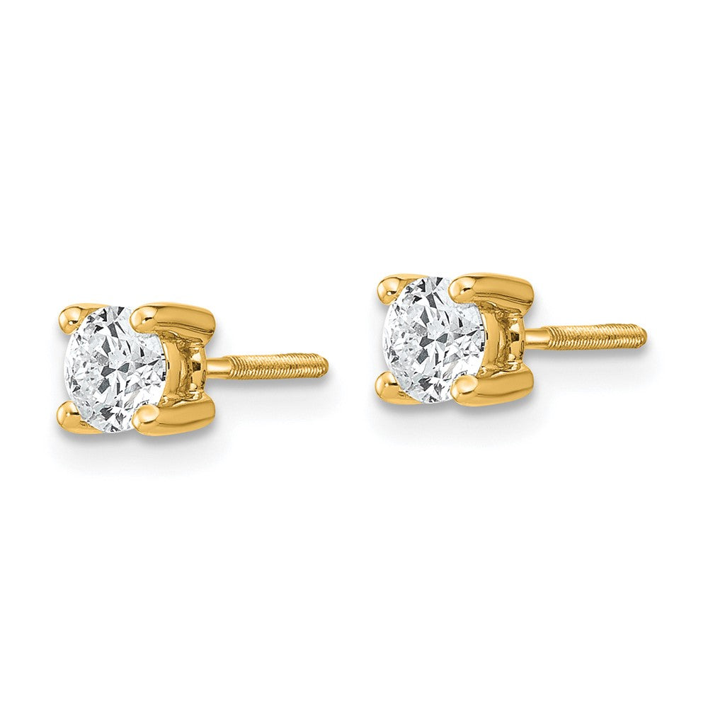 14k 1/2 carat total weight Round Certified VS/SI DEF Lab Grown Diamond Screw Back 4 Prong Stud Post Earrings