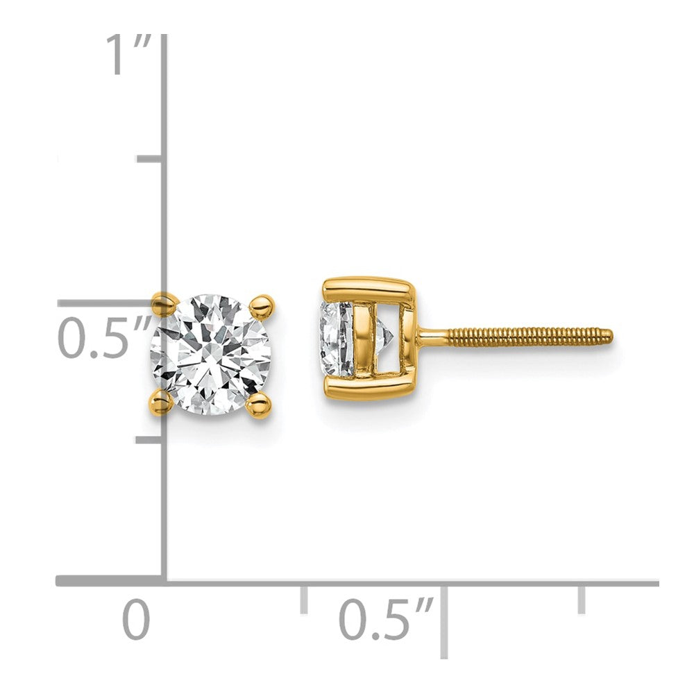 14k 1 carat total weight Round Certified VS/SI GH Lab Grown Diamond Screw Back 4 Prong Stud Post Earrings