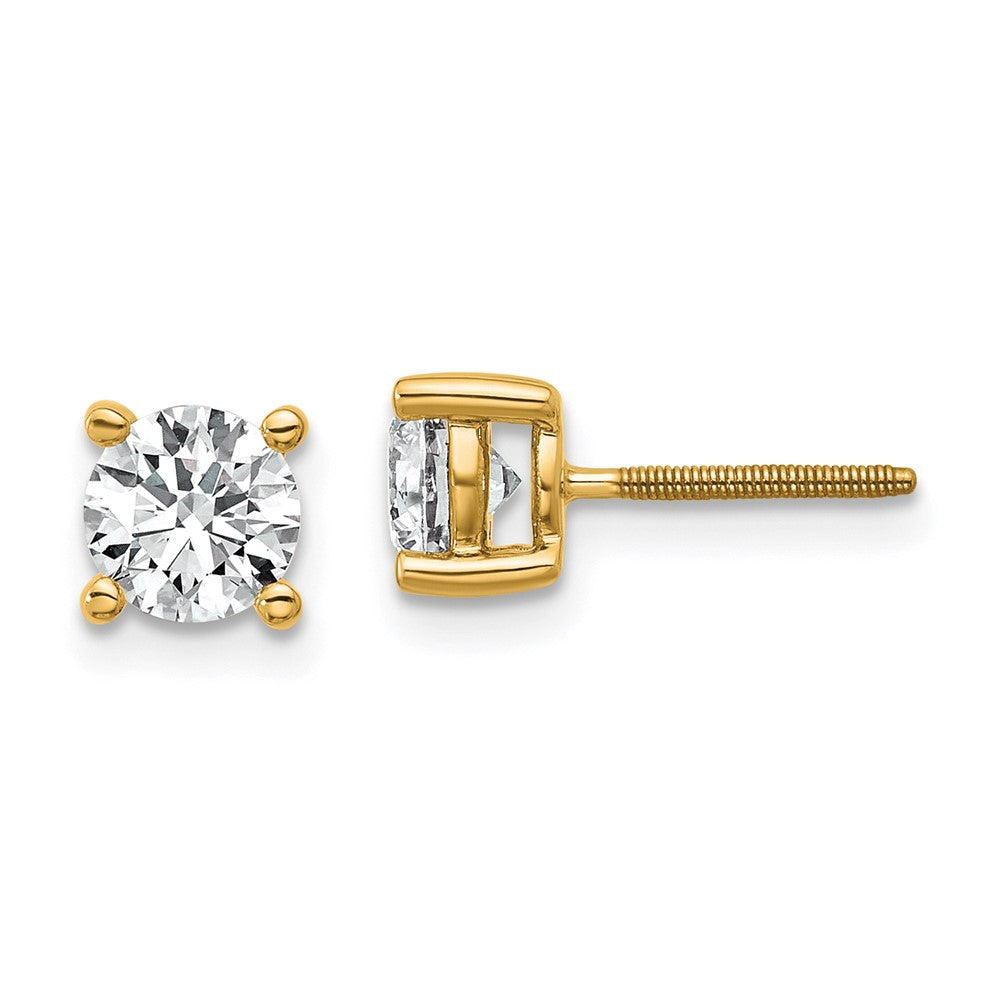 14k 1 carat total weight Round Certified VS/SI GH Lab Grown Diamond Screw Back 4 Prong Stud Post Earrings