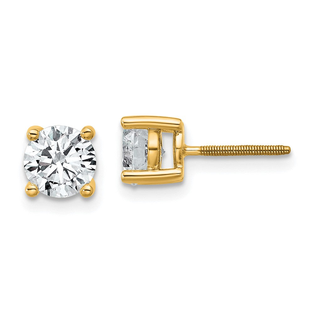 14k 1 1/2 carat total weight Round VS/SI DEF Lab Grown Diamond Screw Back 4 Prong Stud Post Earrings