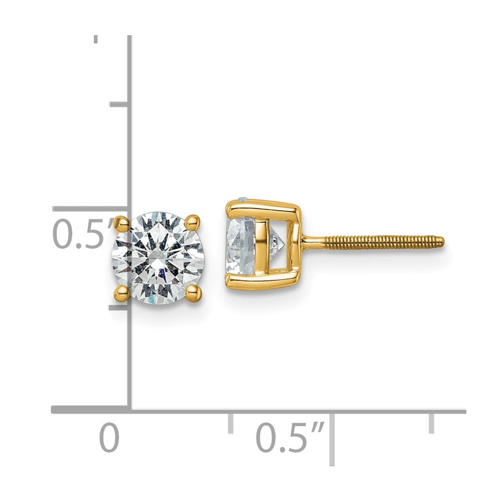 14k 2 carat total weight Round VS/SI DEF Lab Grown Diamond Screw Back 4 Prong Stud Post Earrings